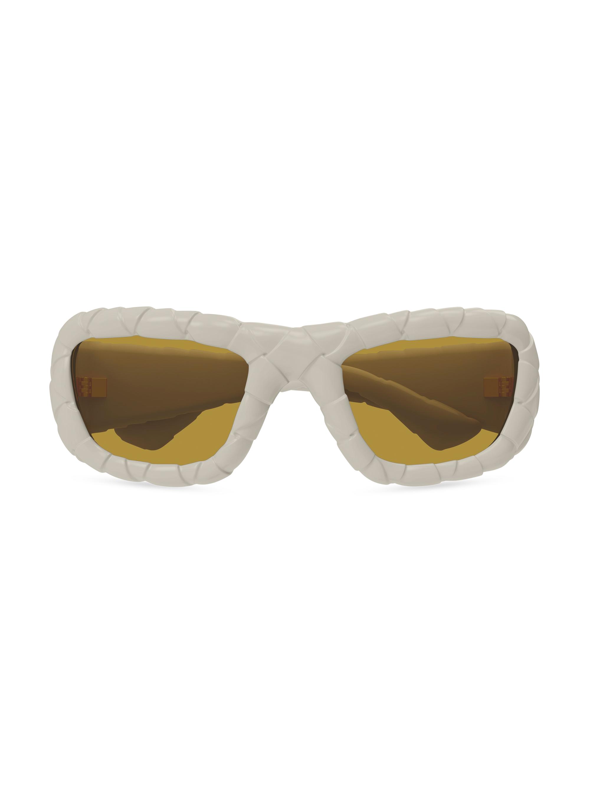 Bottega Veneta Women's Intrecciato 56MM Round Sunglasses - Olive Grey