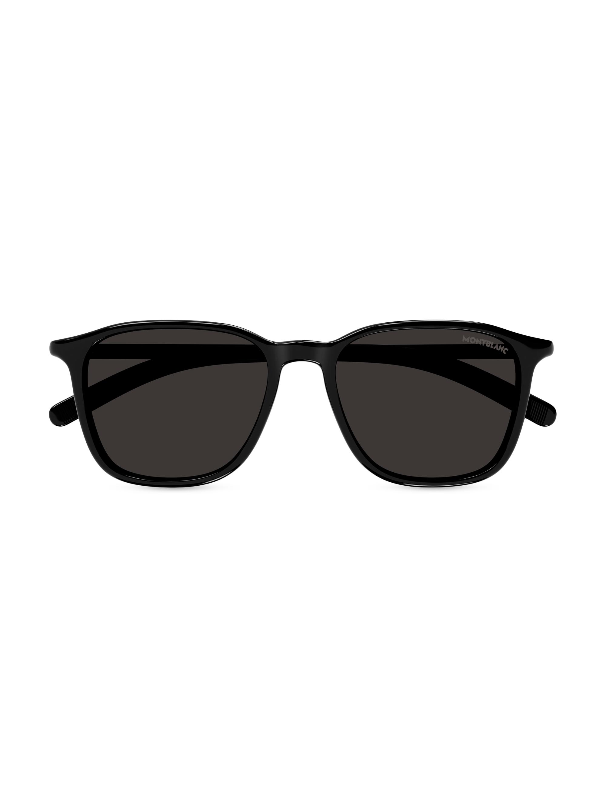 Montblanc Men's Snowcap Light 53MM Square Sunglasses - Black Dark Grey