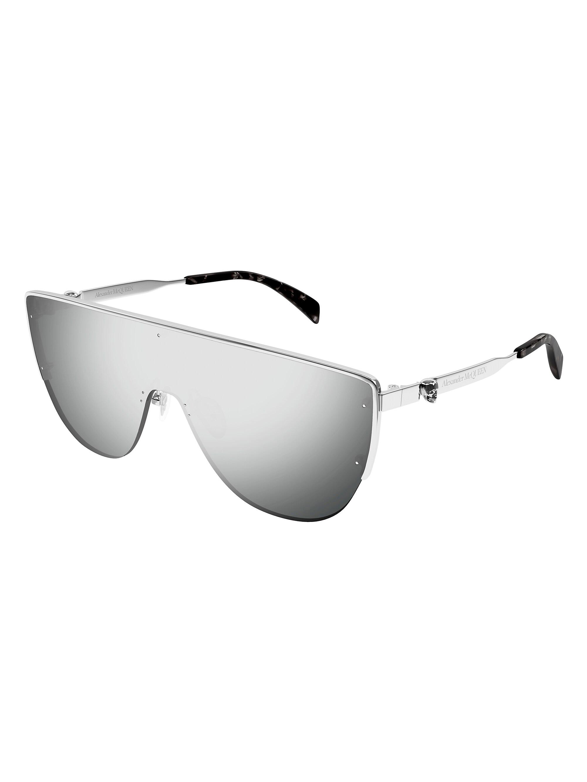 McQueen Men's Floating Skull Metal AM0457S 99MM Mask Sunglasses - Silver Grey