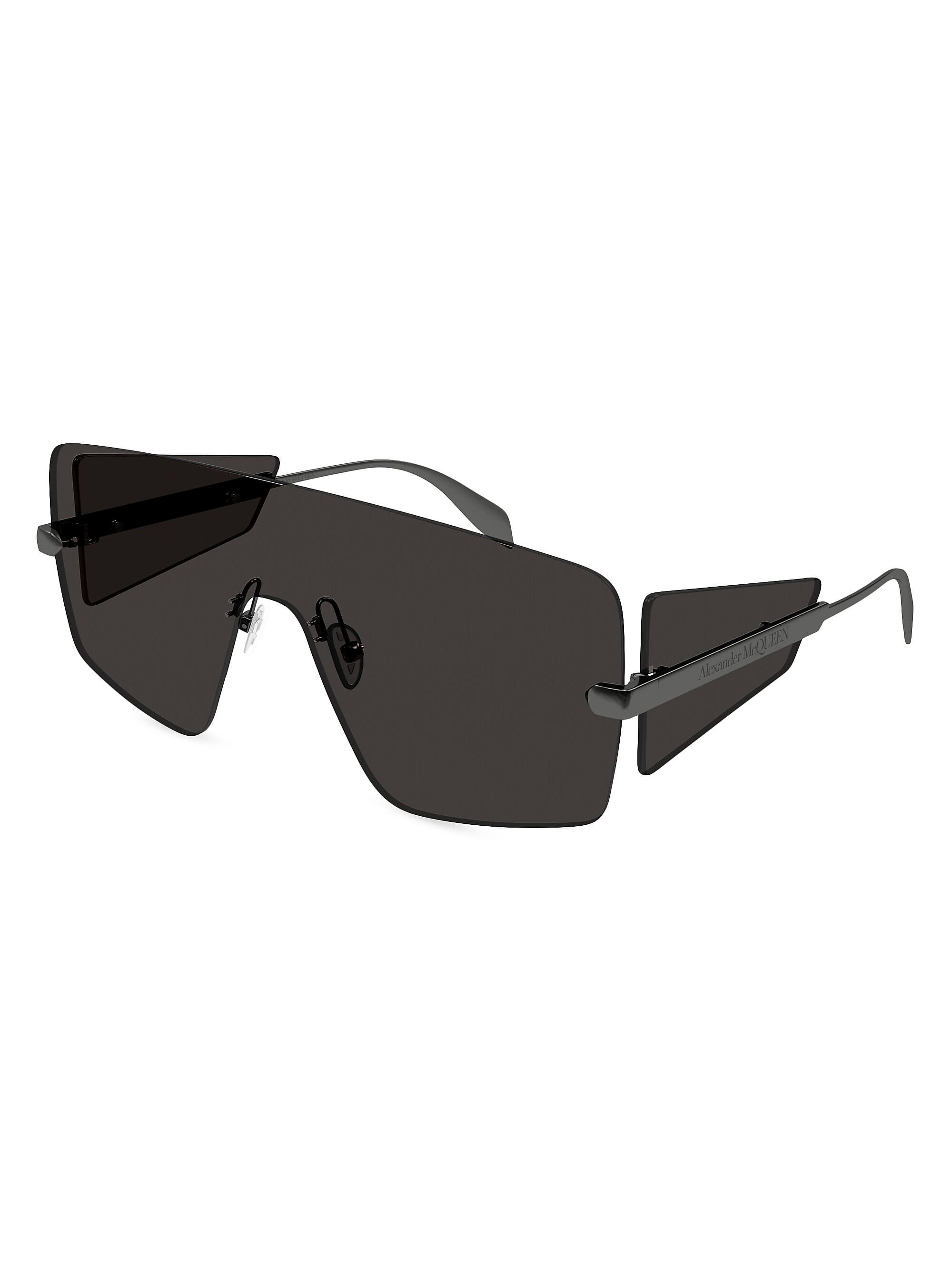 McQueen Men's Flat Mask 99MM Sunglasses - Ruthenium Dark Grey