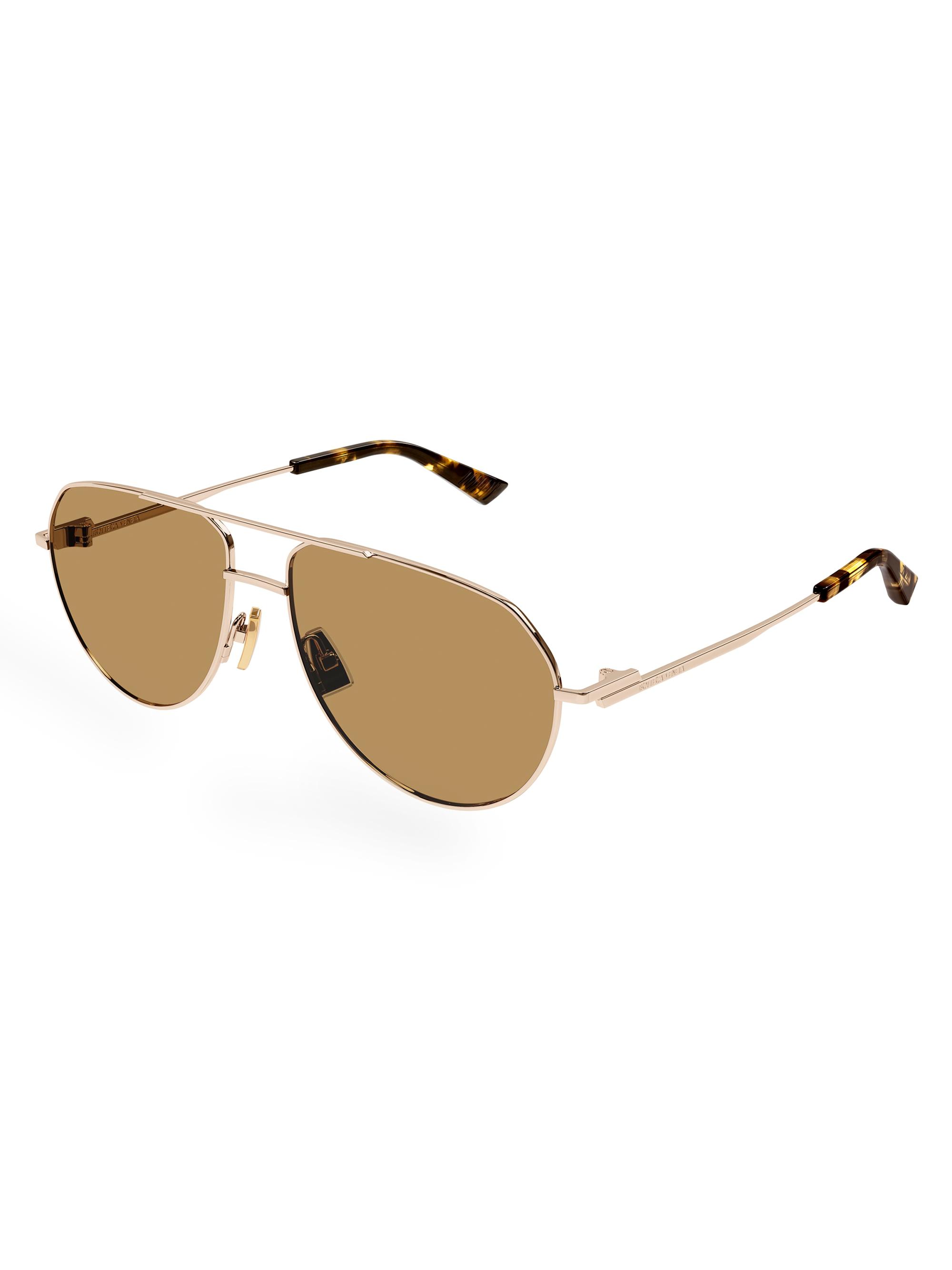 Bottega Veneta Men's Intrecciato BV1303S 56MM Aviator Sunglasses - Gold Yellow