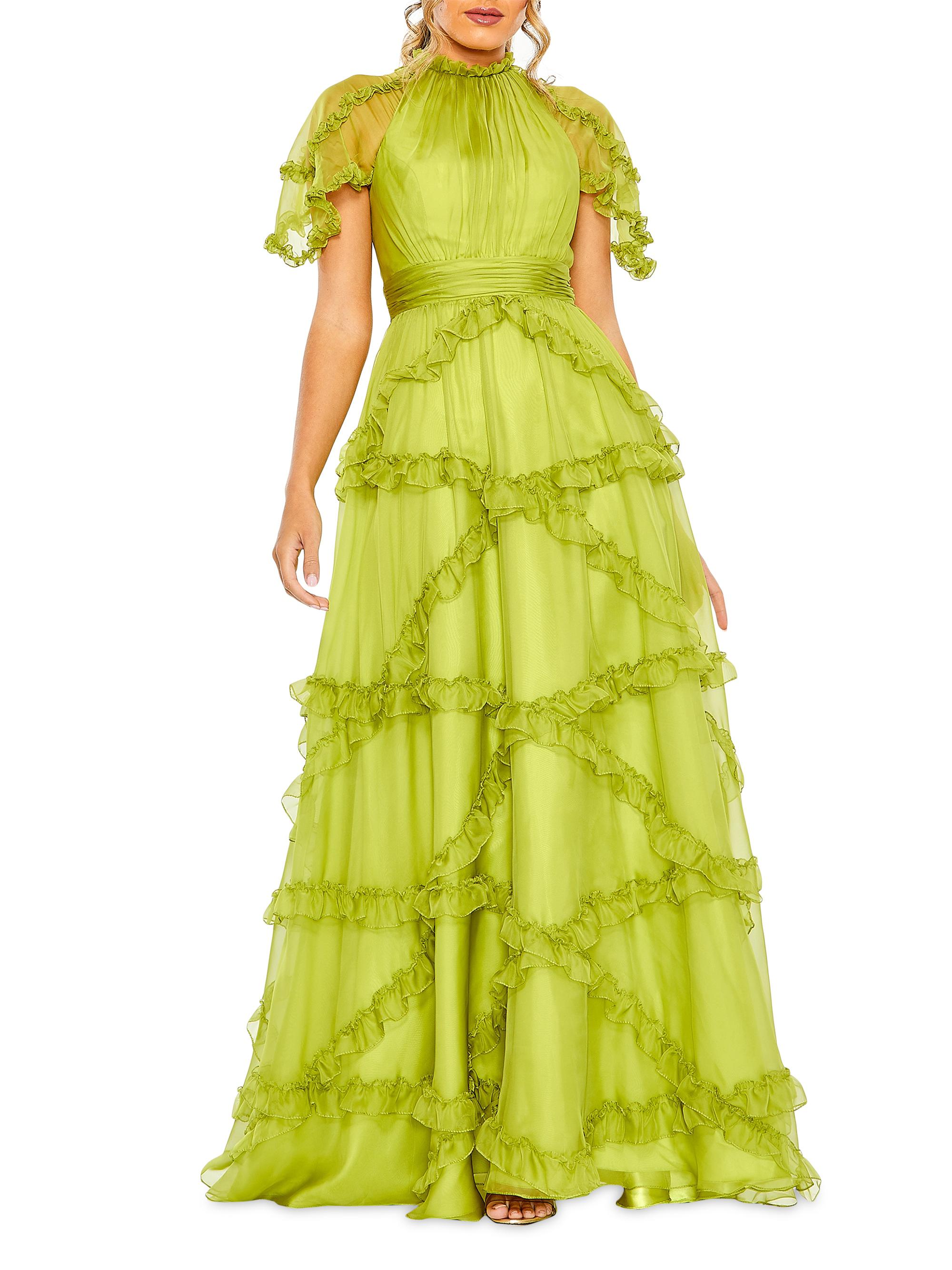 Mac Duggal Women's Ruffled Flutter-Sleeve Gown - Apple Green