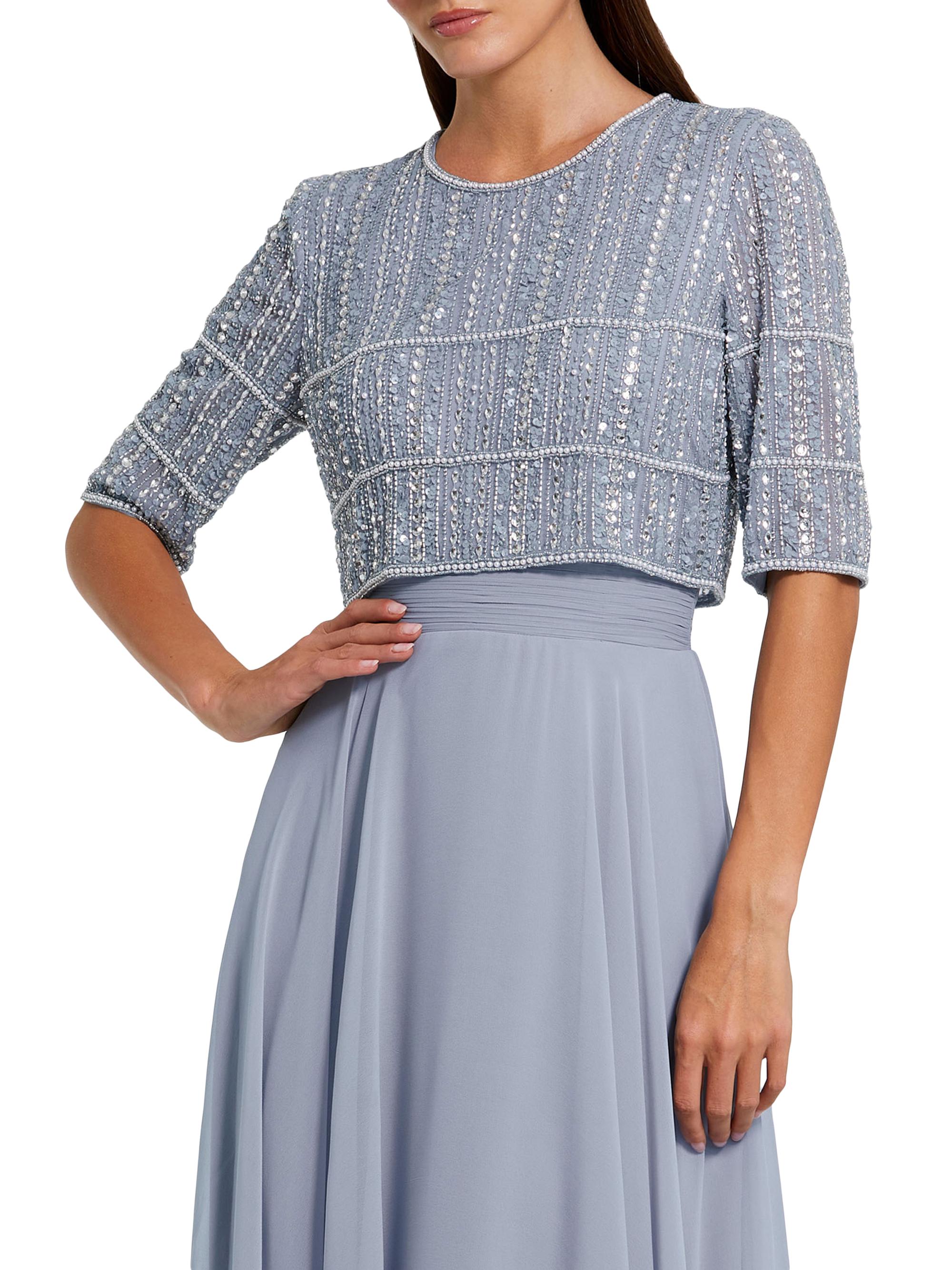 Mac Duggal Women's Bead-Embellished Chiffon Gown - Powder Blue