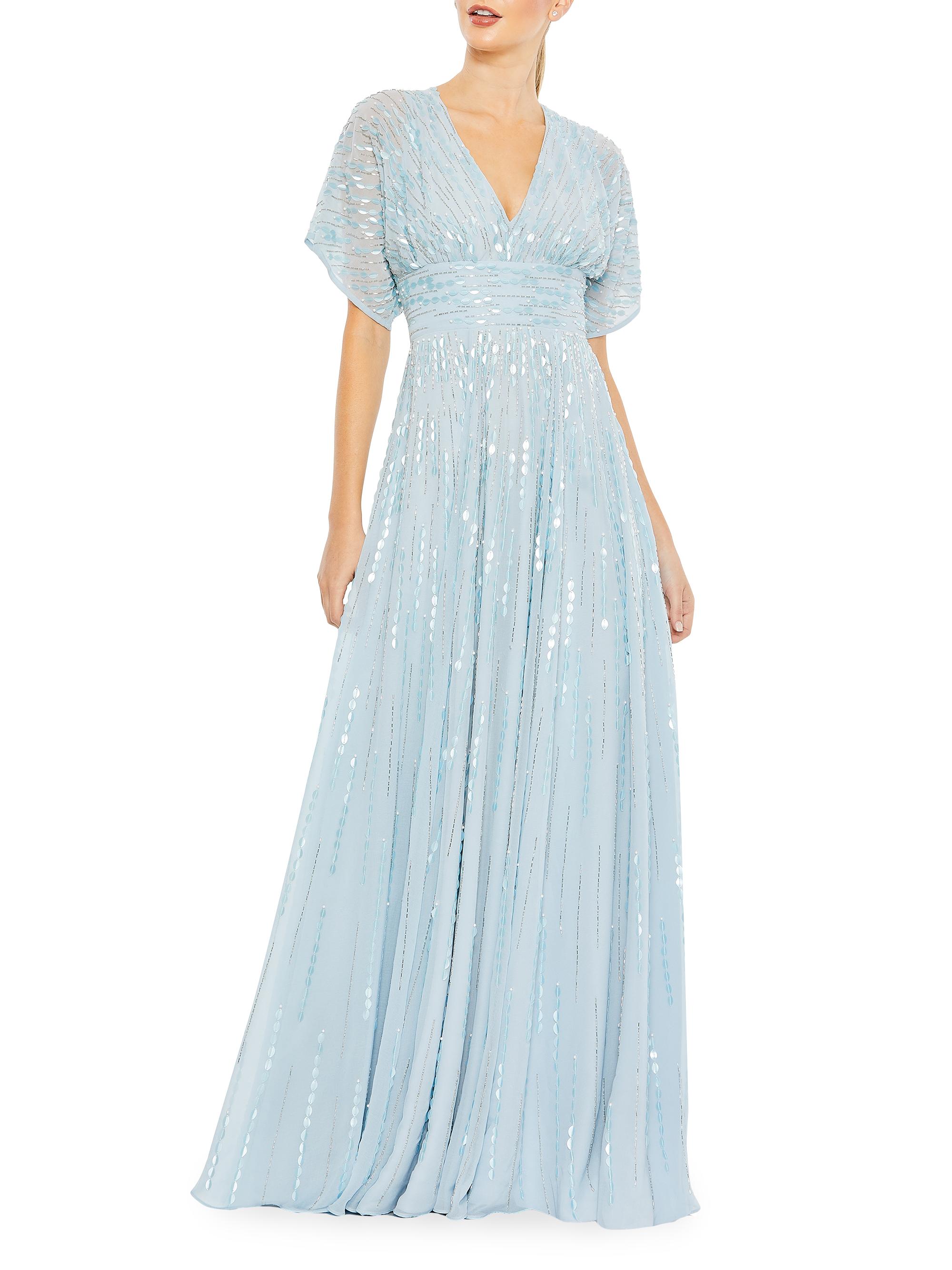 Mac Duggal Women's Beaded & Sequined V-Neck Gown - Powder Blue