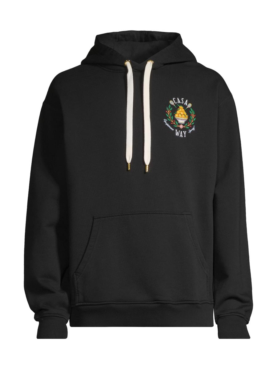 【関税込み】Casablanca ネイビー ロゴパッチ フーディ Casablanca Logo-Embroidered Cotton Hoodie | Saks Fifth Avenue