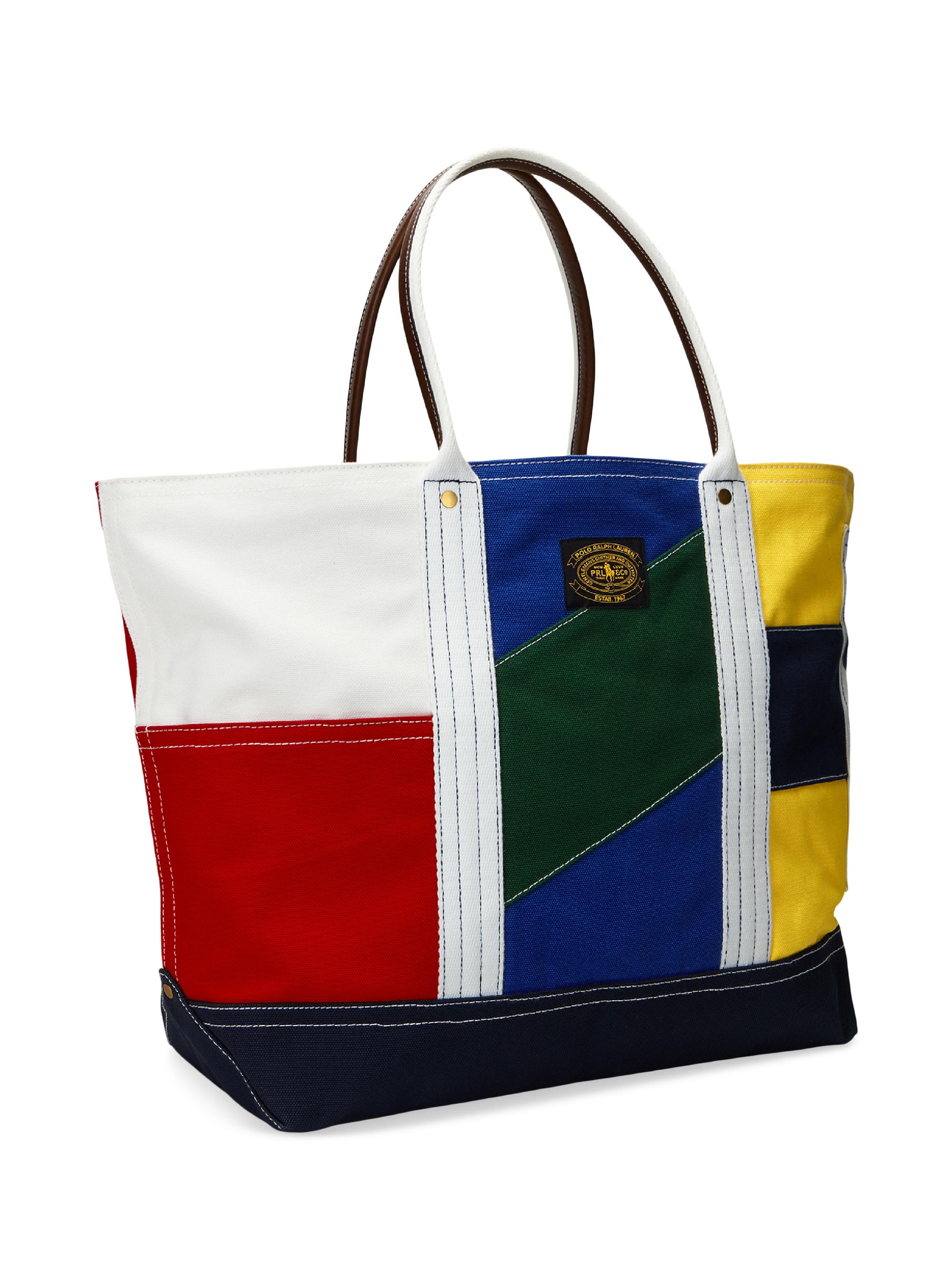Polo Ralph Lauren Colorblocked Canvas & Leather Tote Bag | Saks