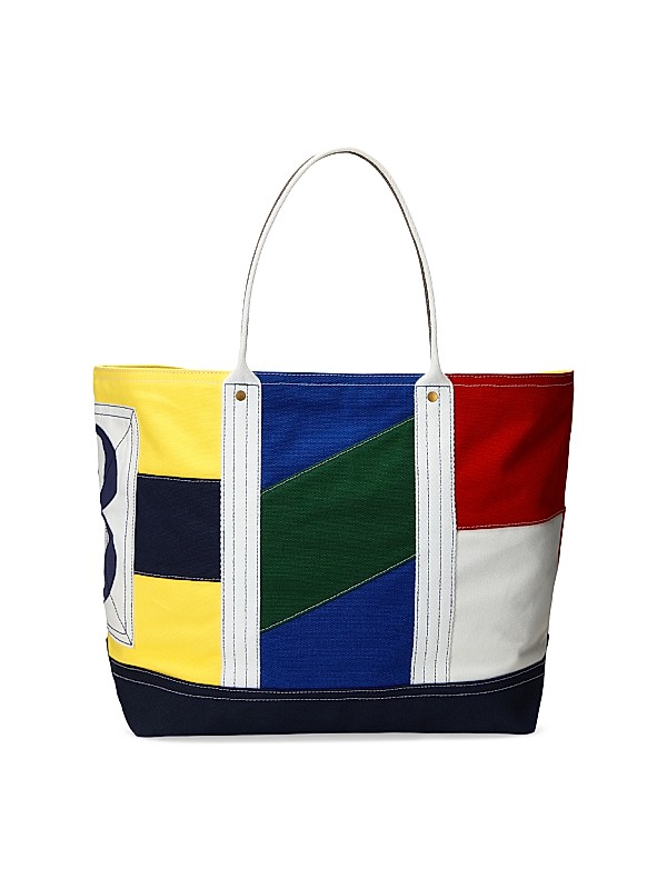 Shop Polo Ralph Lauren Colorblocked Canvas & Leather Tote Shop Polo Ralph Lauren Colorblocked Canvas & Leather Tote