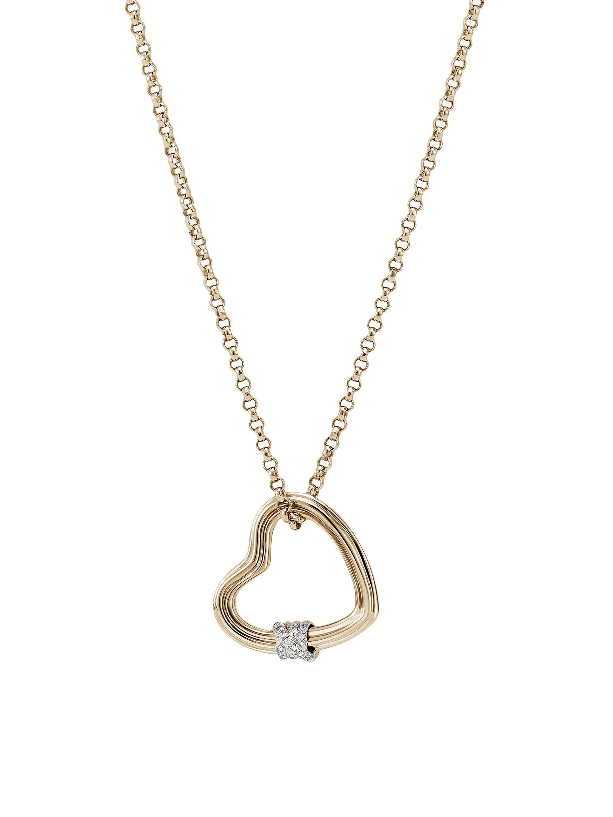 John Hardy Women's Bamboo 14K Yellow Gold & 0.06 TCW Diamond Heart Pendant Necklace - Gold
