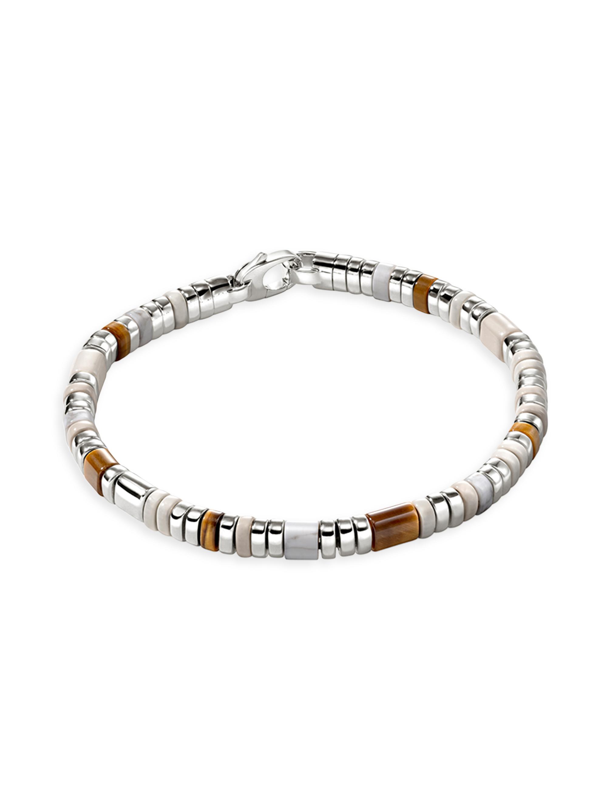 John Hardy Colorblock Sterling Silver, Tiger's Eye, Howlite & Enamel Bracelet - Silver