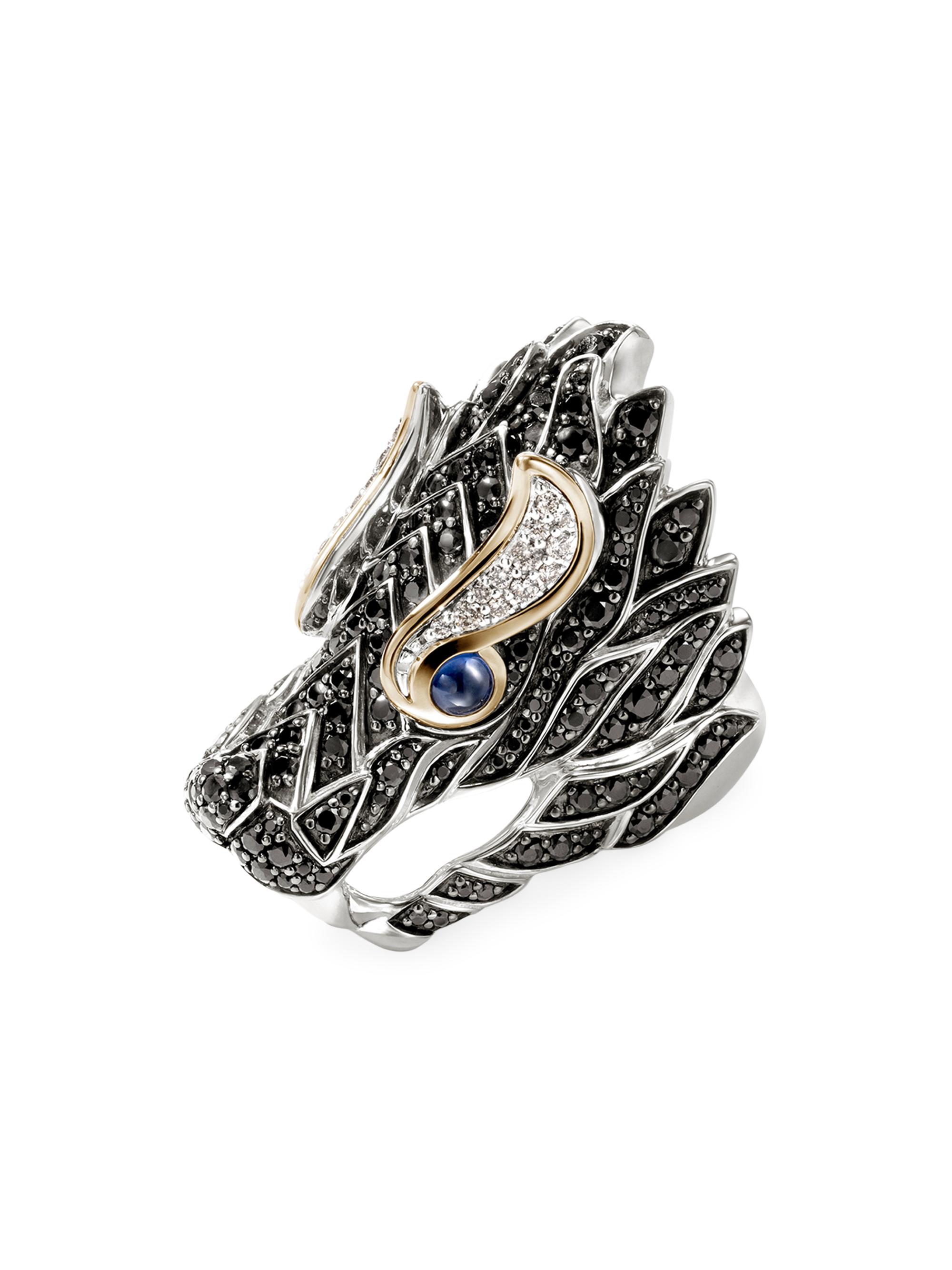 John Hardy Women's Naga Dragon Sterling Silver, 14K Yellow Gold & Multi-Gemstone Saddle Ring - Silver