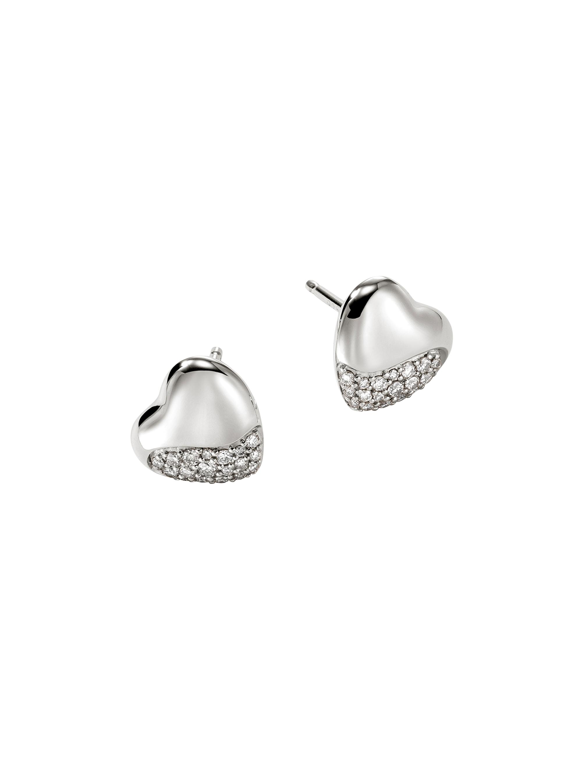 John Hardy Women's Pebble Sterling Silver & 0.25 TCW Diamond Heart Stud Earrings - Silver