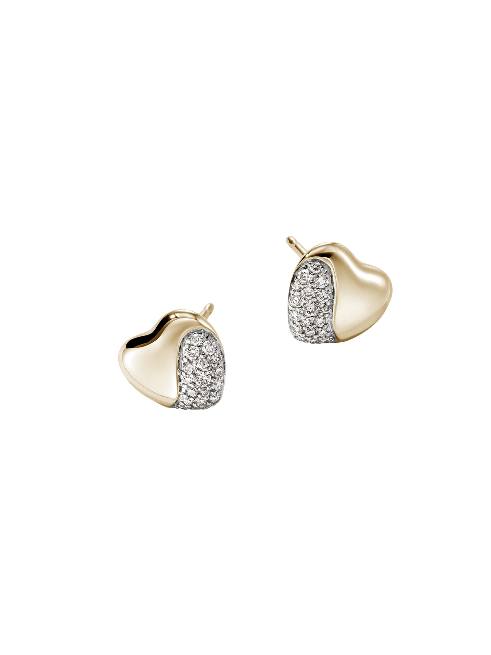 John Hardy Women's Pebble 14K Yellow Gold & 0.25 TCW Diamond Heart Stud Earrings - Gold