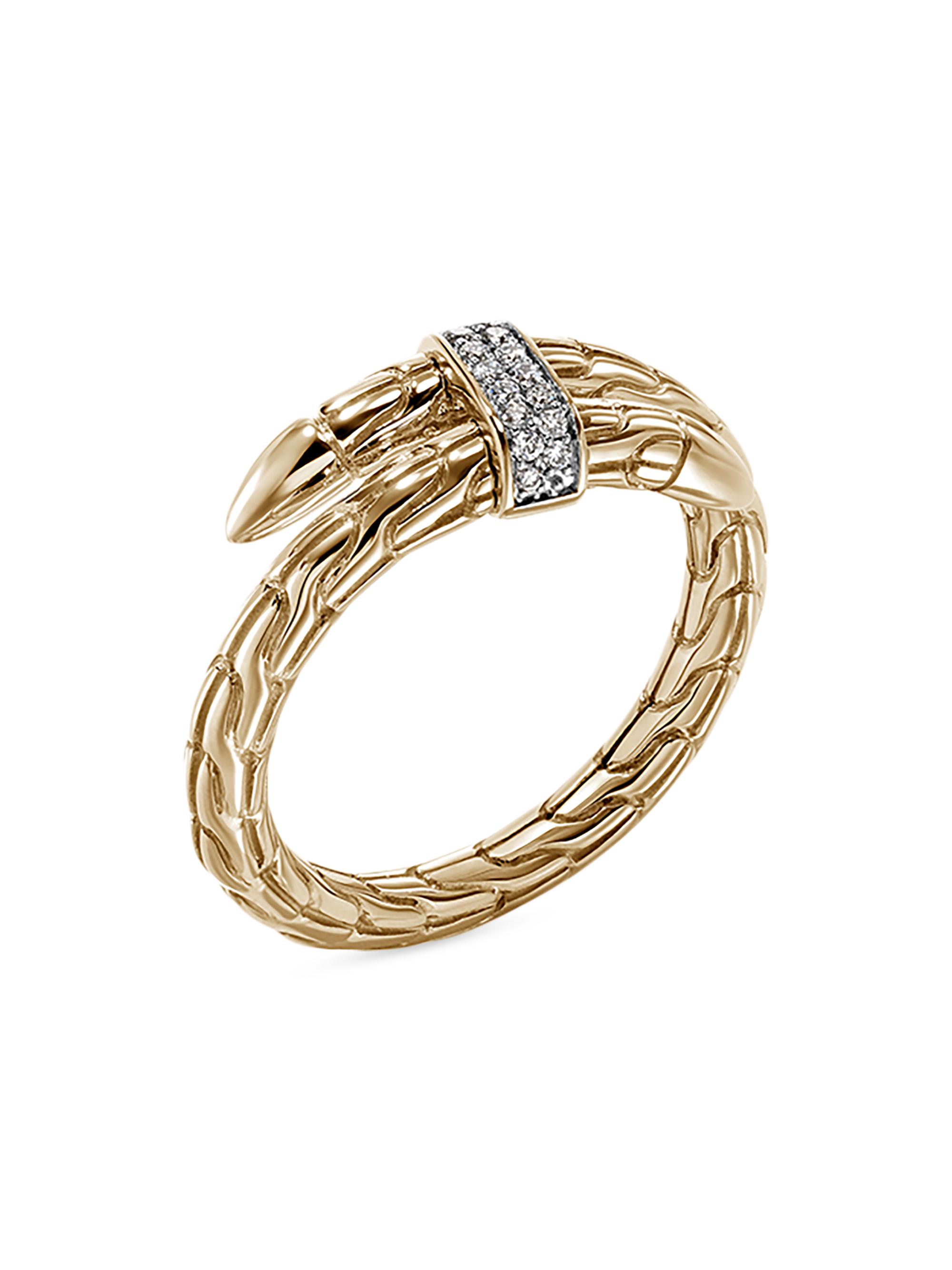 John Hardy Women's Chain Classic Spear Single Coil 14K Yellow Gold & 0.0 TCW Diamond Ring - Yellow Gold