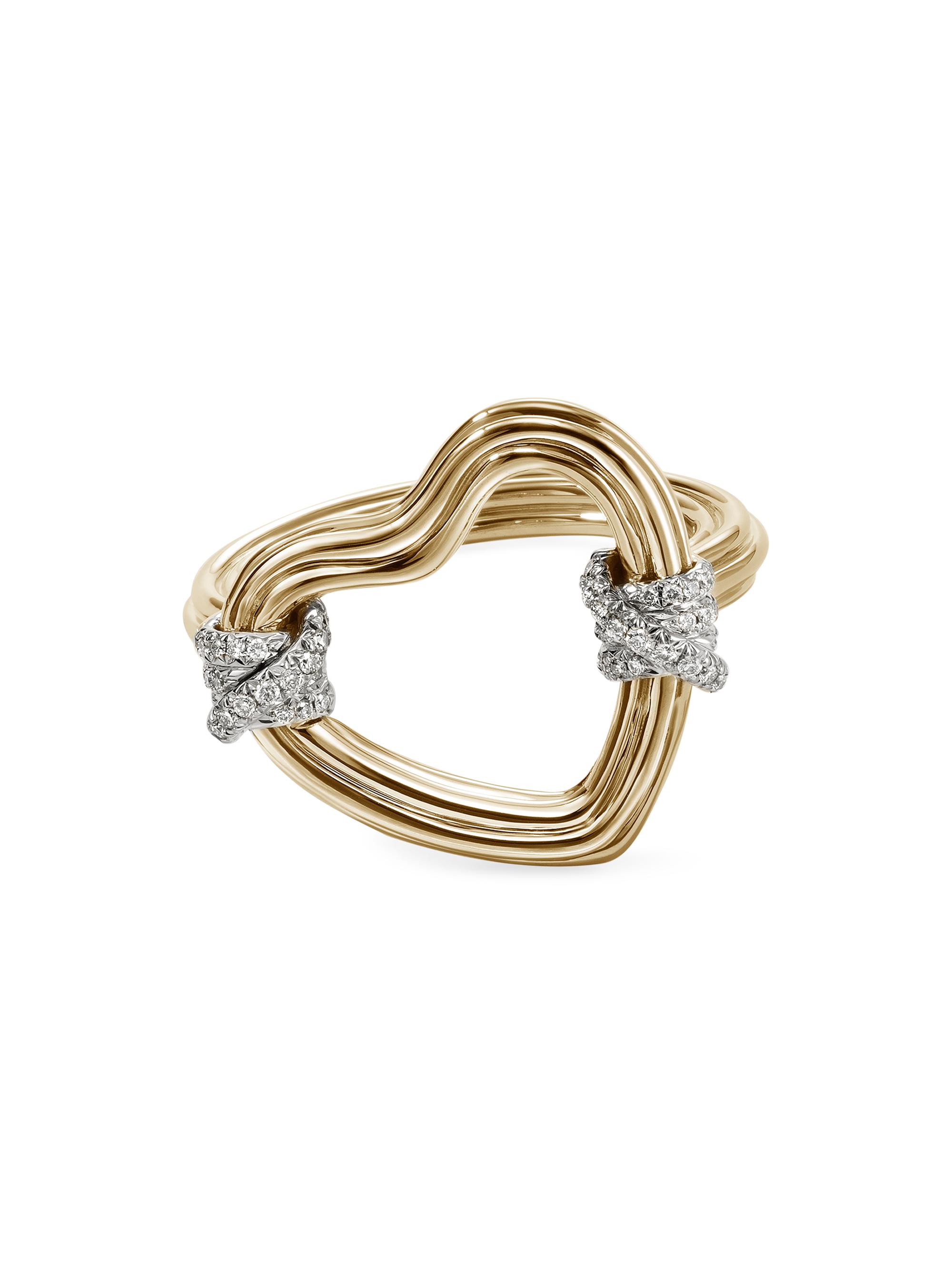 John Hardy Women's Bamboo 14K Yellow Gold & 0.15 TCW Diamond Heart Ring - Gold