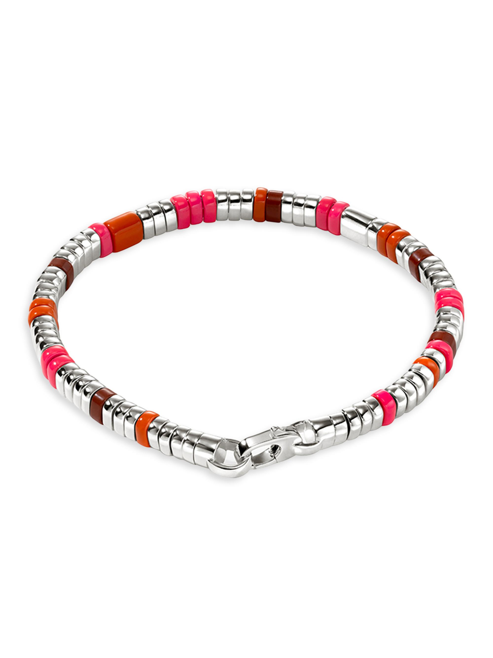 John Hardy Colorblock Sterling Silver, Red Jasper & Enamel Bracelet - Silver
