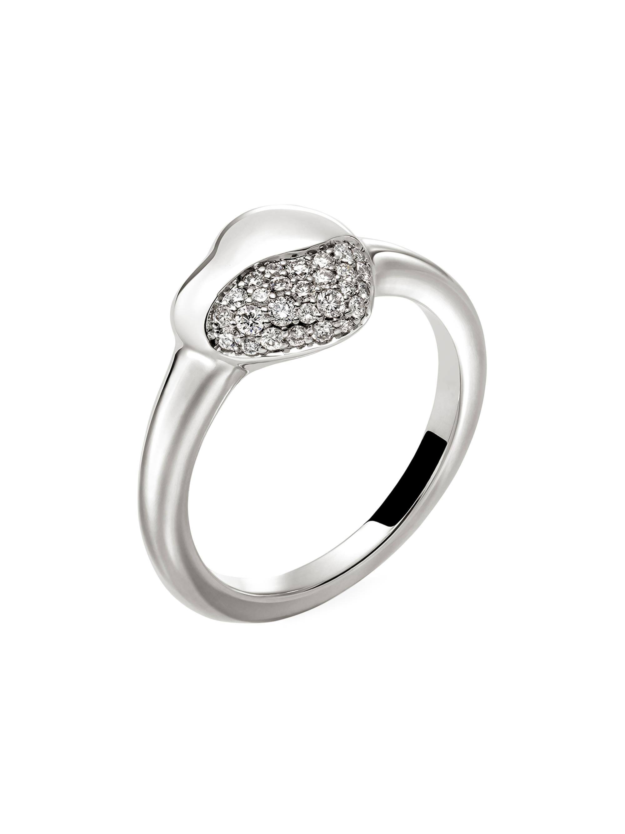 John Hardy Women's Pebble Sterling Silver & 0.22 TCW Diamond Heart Ring - Silver