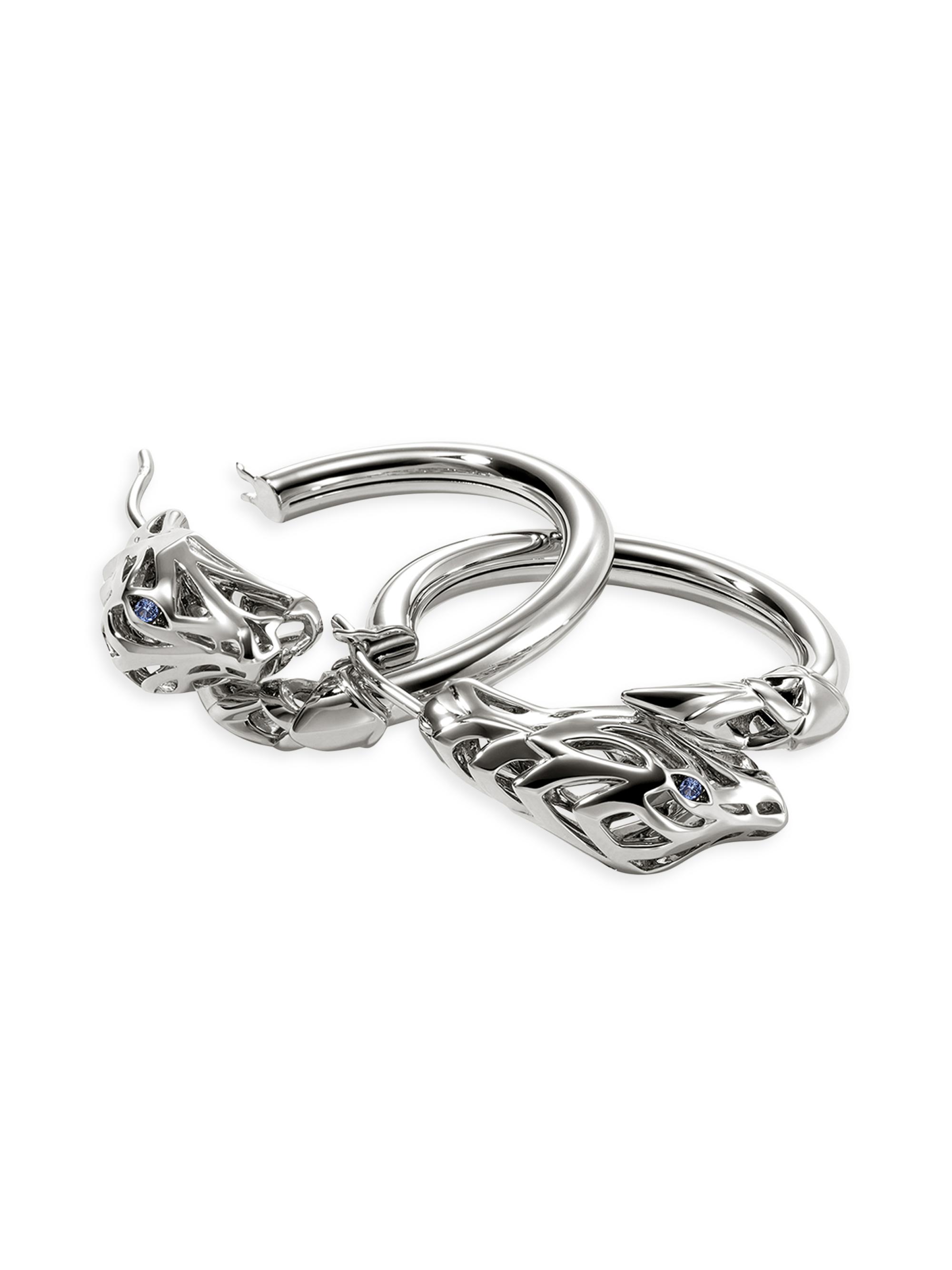 John Hardy Women's Naga Dragon Sterling Silver & Blue Sapphire Hoop Earrings - Silver