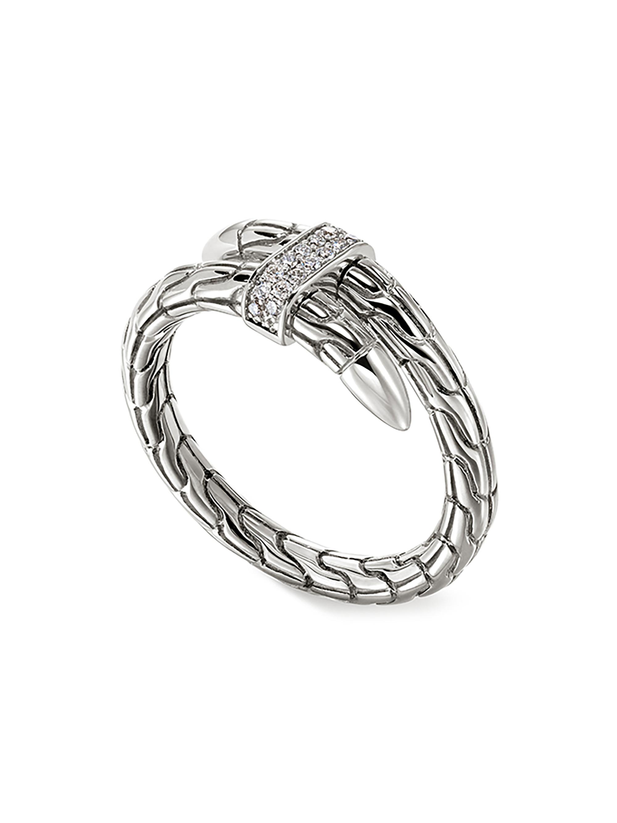 John Hardy Women's Chain Classic Spear Single Coil Sterling Silver & 0.08 TCW Diamond Ring - Silver