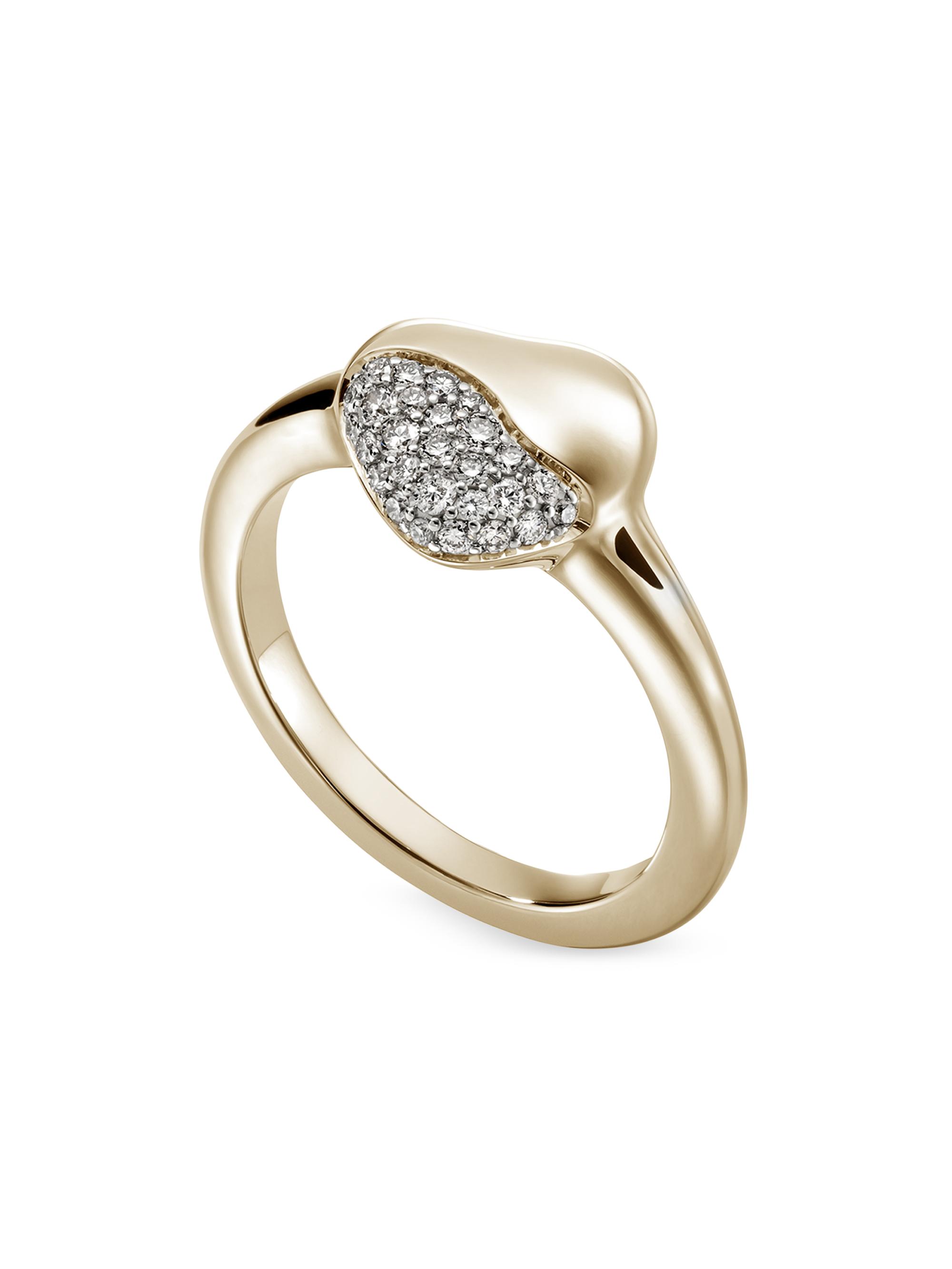 John Hardy Women's Pebble 14K Yellow Gold & 0.22 TCW Diamond Heart Ring - Gold