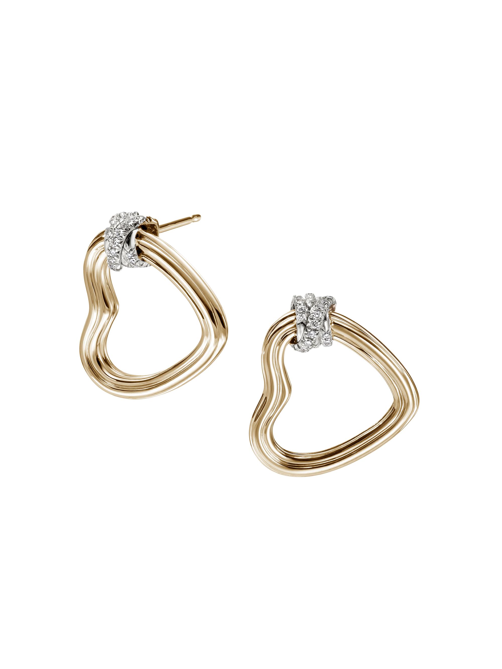 John Hardy Women's Bamboo 14K Yellow Gold & 0.18 TCW Diamond Heart Drop Earrings - Gold