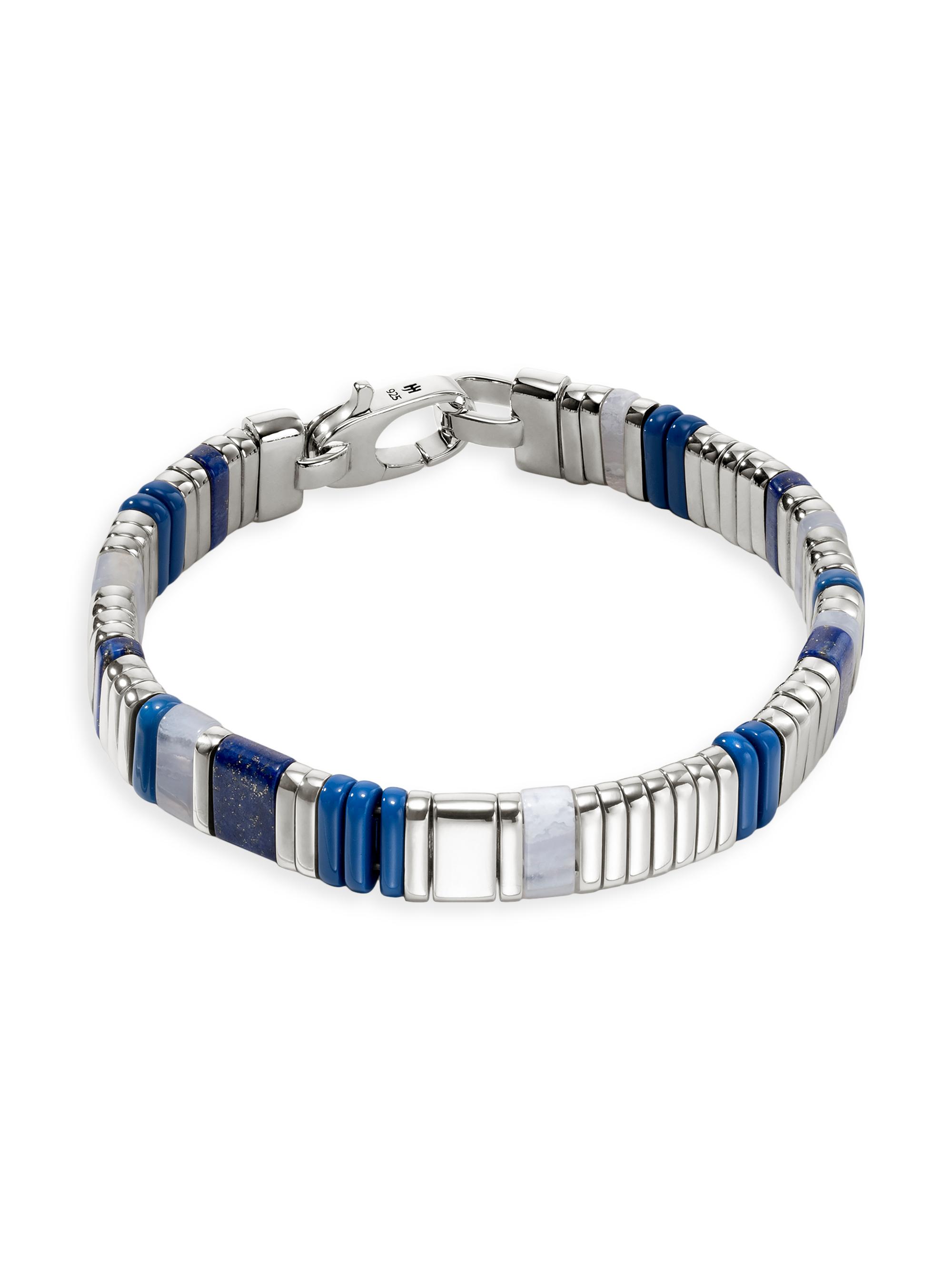 John Hardy Women's Chain Classic Sterling Silver, Lapis Lazuli & Blue Lace Agate Beaded Bracelet - Silver