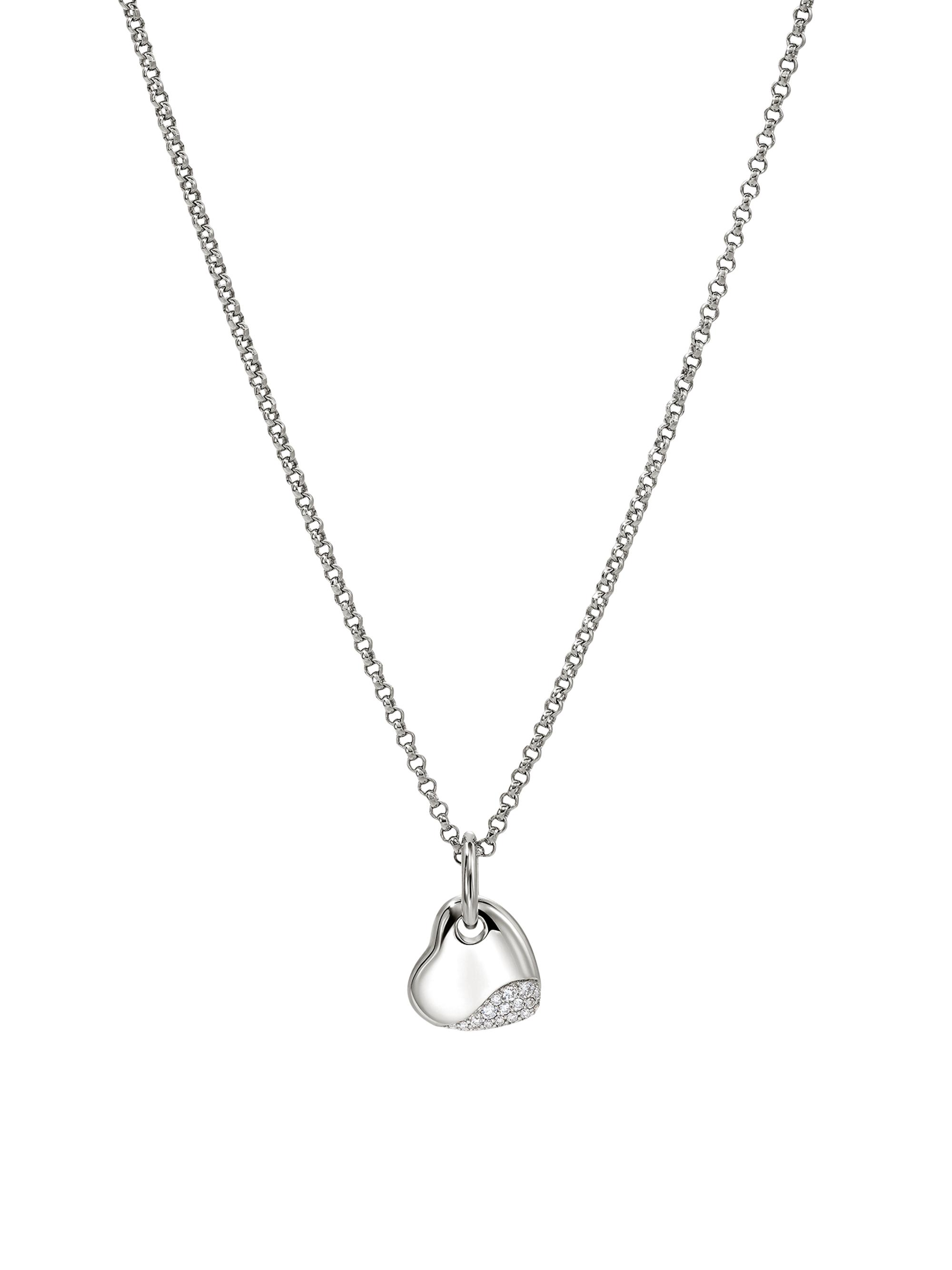John Hardy Women's Pebble Sterling Silver & 0.15 TCW Diamond Heart Pendant Necklace - Silver