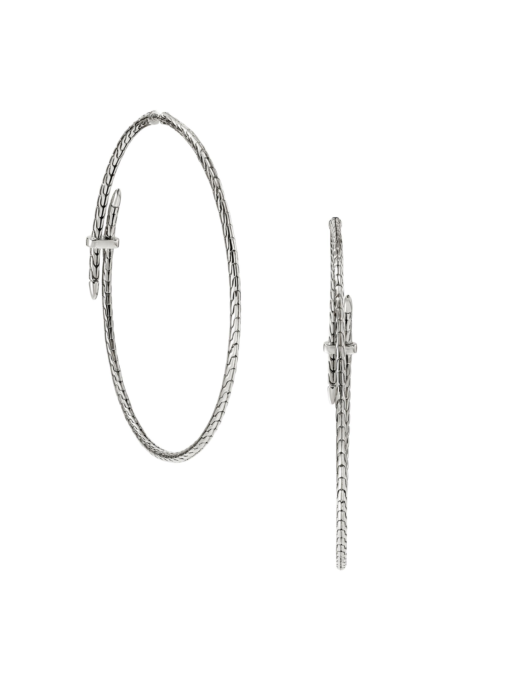 John Hardy Women's Spear Extra  Sterling Silver & 0.12 TCW Diamond Hoop Earrings - Silver