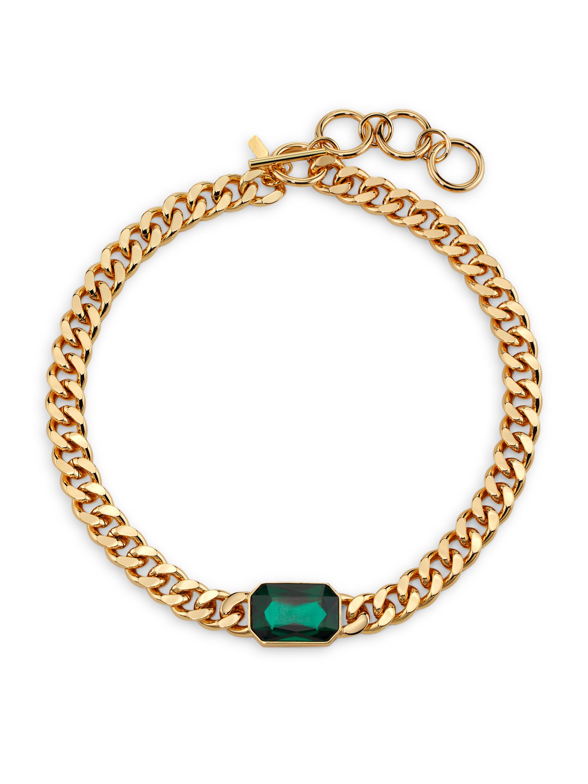 Kenneth Jay Lane Women's 14K Gold-Plated & Faux Emerald Glass Stone Toggle Necklace - Gold