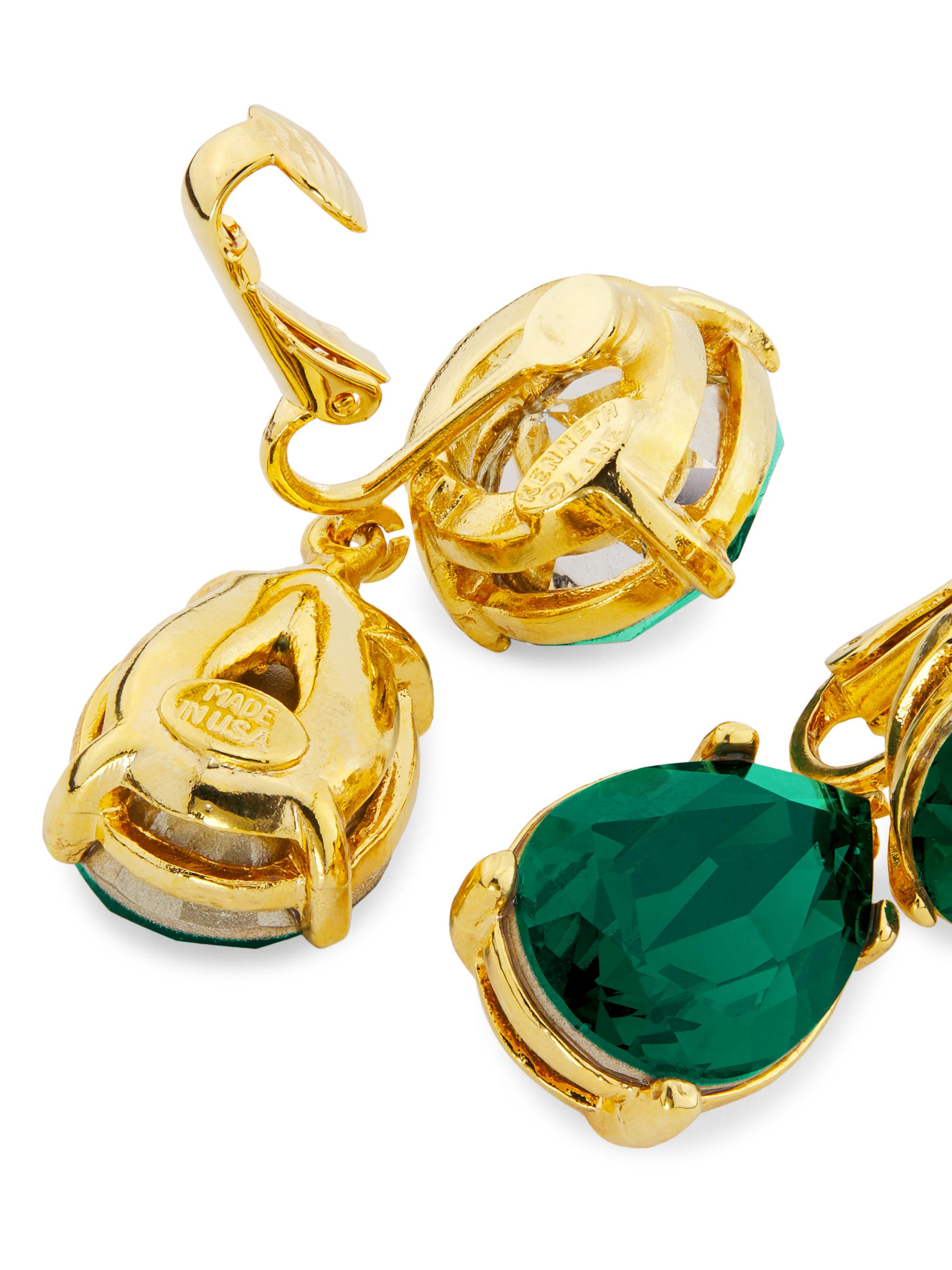 Kenneth Jay Lane 22K-Gold-Plated & Glass Crystal Clip-On Drop Earrings ...