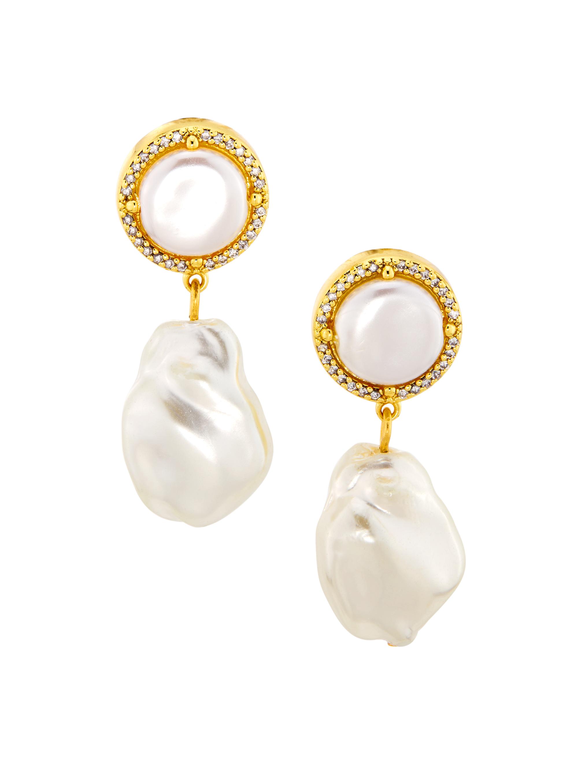 Kenneth Jay Lane Women's Goldtone, Imitation Pearl & Rhinestone Drop Earrings - Gold