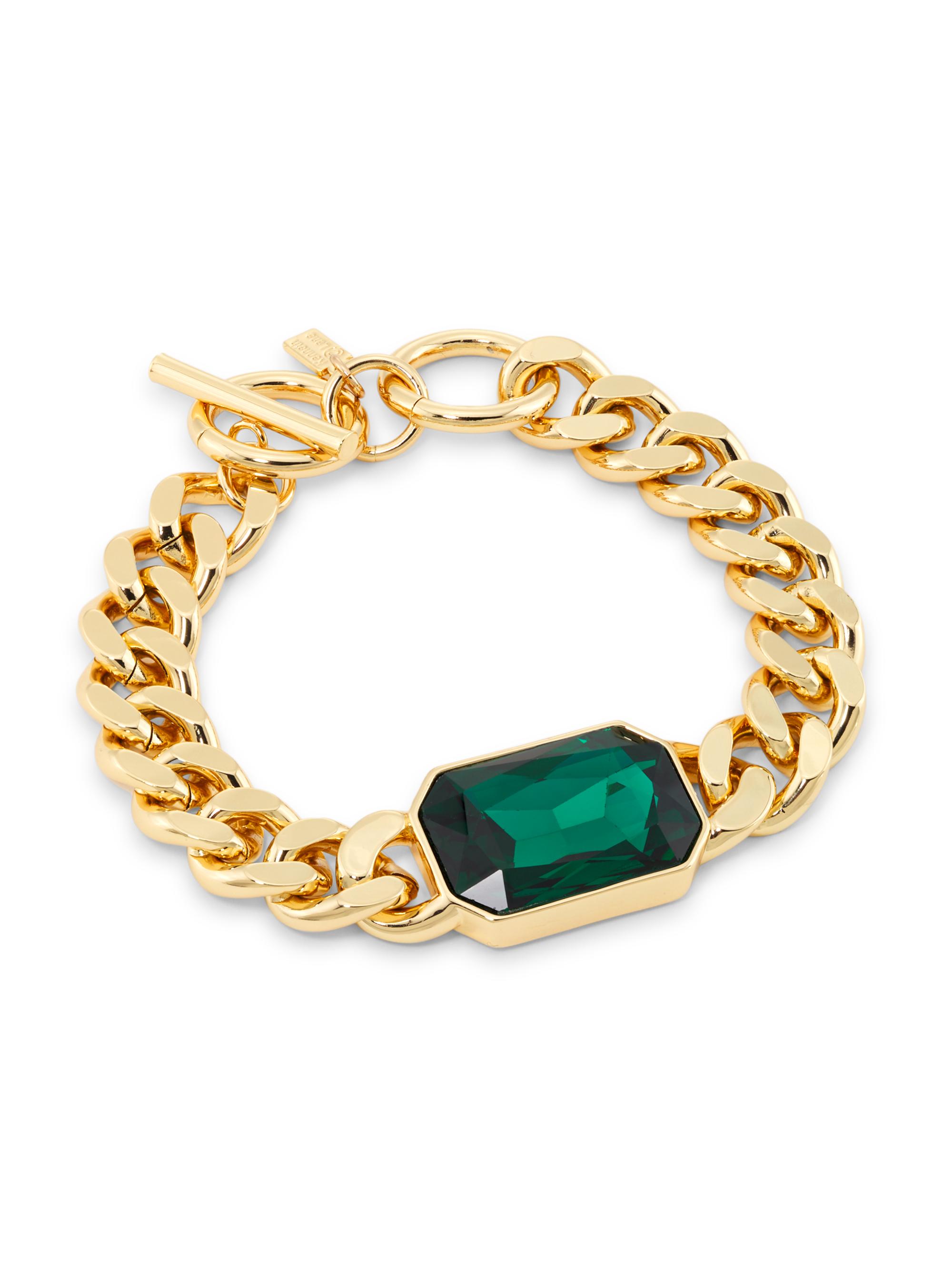 Kenneth Jay Lane Women's 14K Gold-Plated & Faux Emerald Toggle Bracelet - Gold