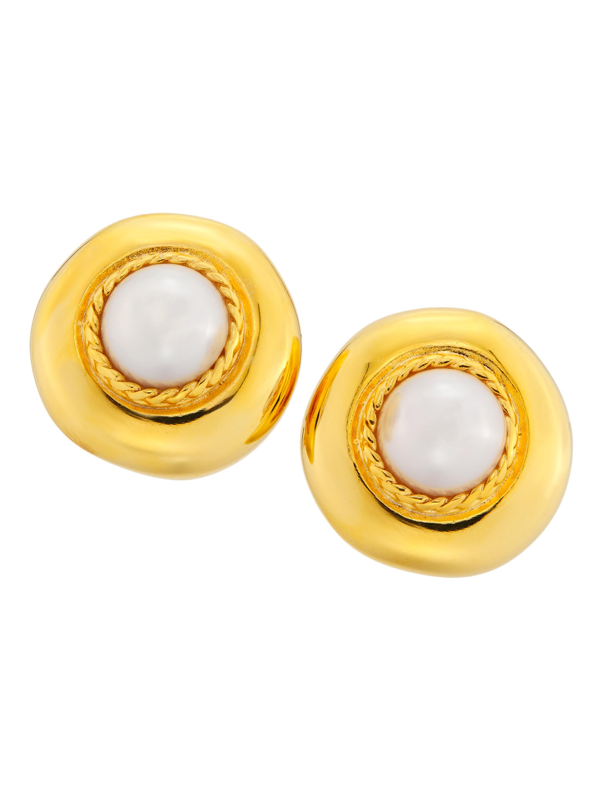 Kenneth Jay Lane Women's Goldtone & Imitation Pearl Clip-On Button Earrings - Gold
