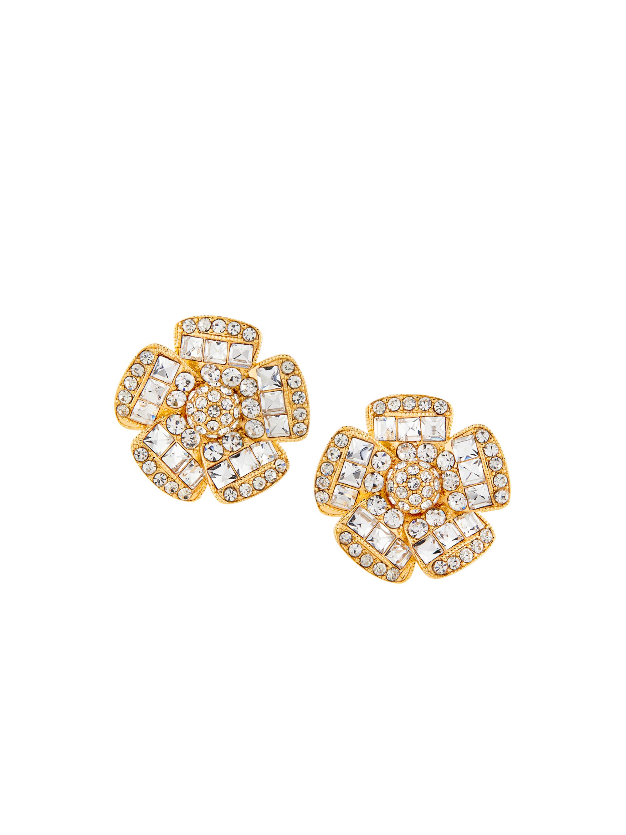 Kenneth Jay Lane Women's 14K-Gold-Plated & Glass Crystal Flower Clip-On Earrings - Gold