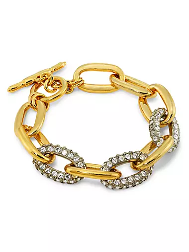22K Gold-Plated & Glass Crystal Toggle Bracelet