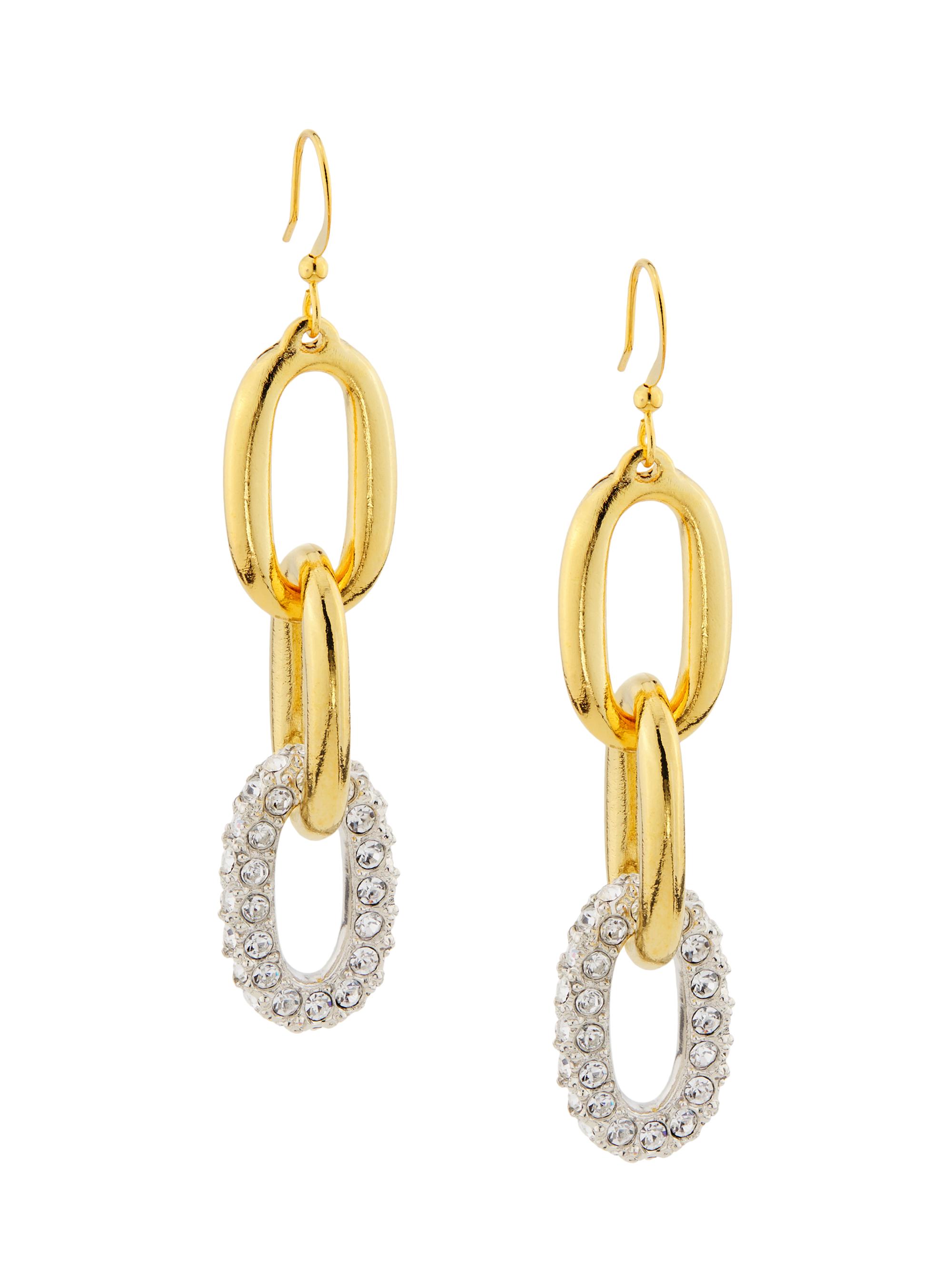 Kenneth Jay Lane Women's 22K-Gold-Plated & Glass Crystal Oval-Link Drop Earrings - Gold