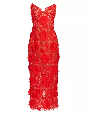 KHAITE strapless silk midi dress - Red
