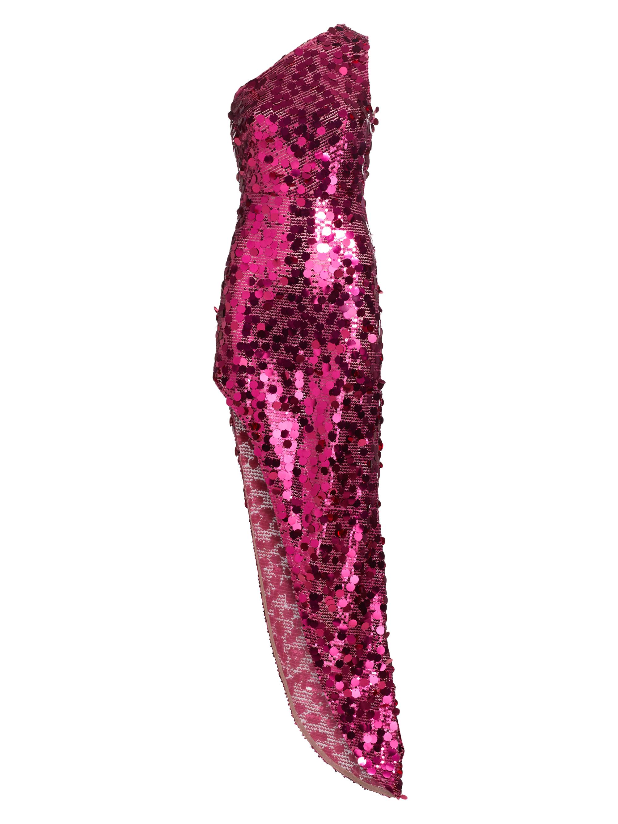 Bronx and Banco Women's Farah Paillette One-Shoulder Gown - Fuchsia