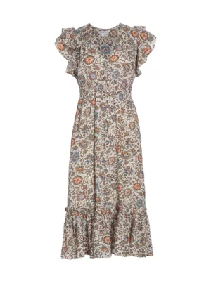 Shop Veronica Beard Dolci Floral Midi-Dress | Saks Fifth Avenue