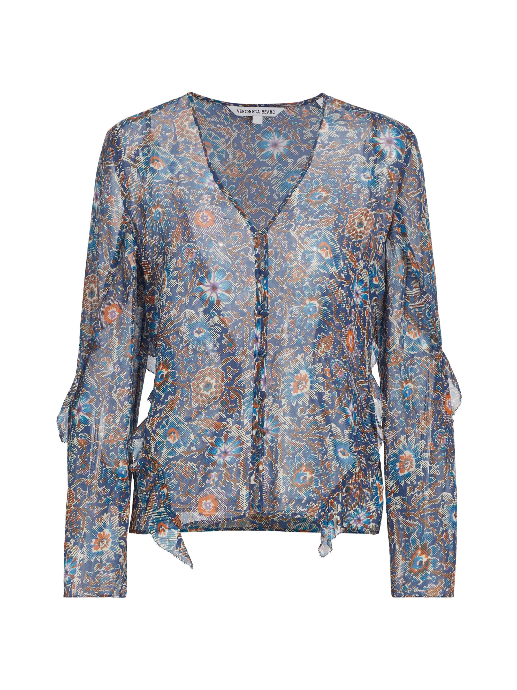 Veronica Beard Women's Blanchett Floral Silk Blouse - Etched Floral Cerulean