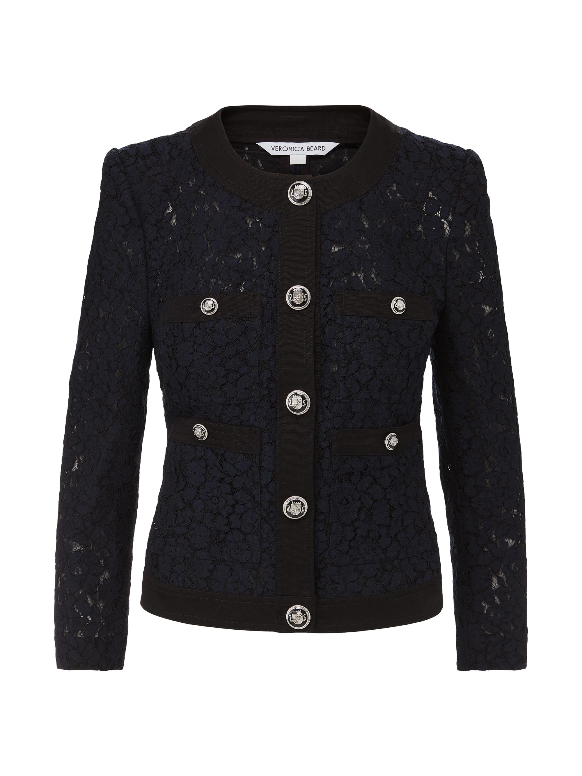 Veronica Beard Women's Ferazia Lace Cotton-Blend Single-Breasted Jacket - Marine Black
