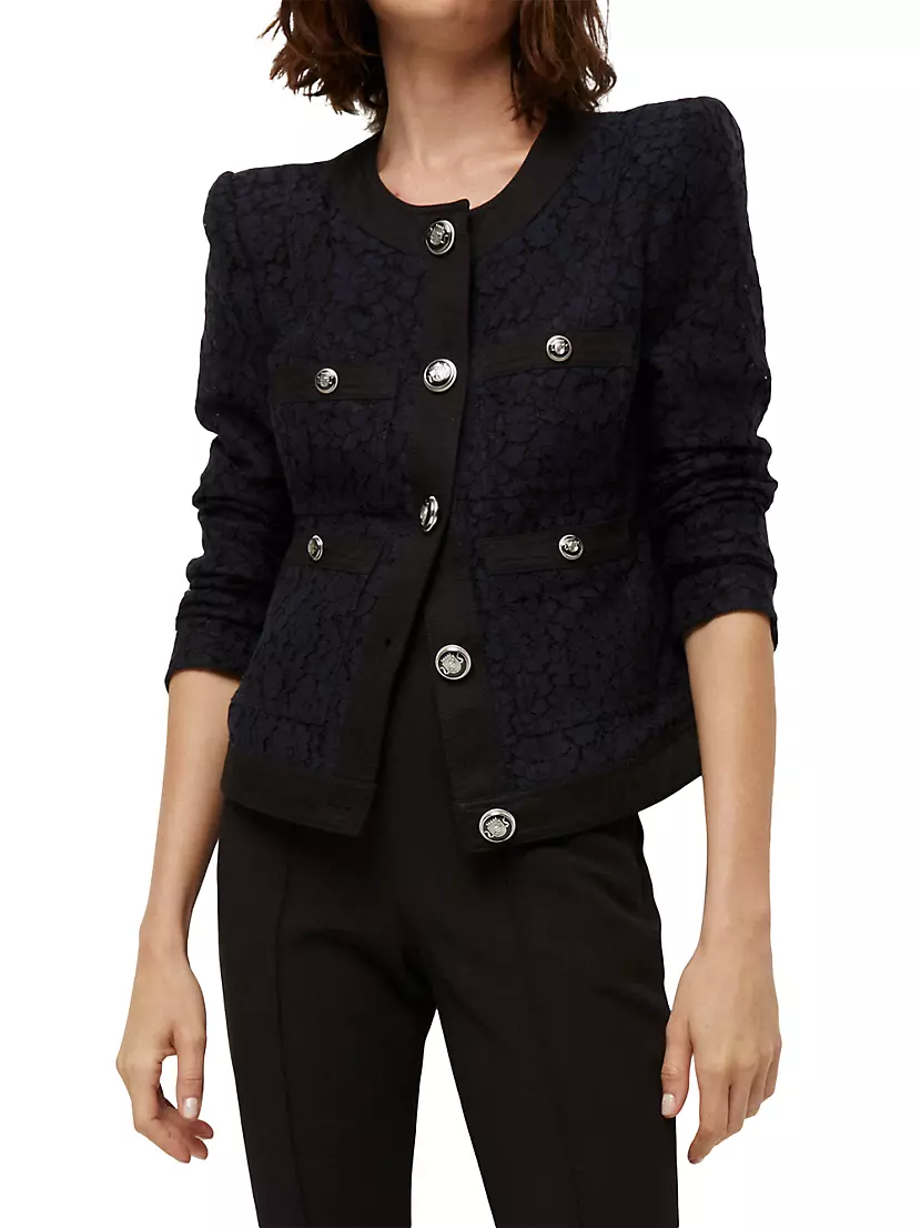 Ferazia Lace Cotton-Blend Single-Breasted Jacket