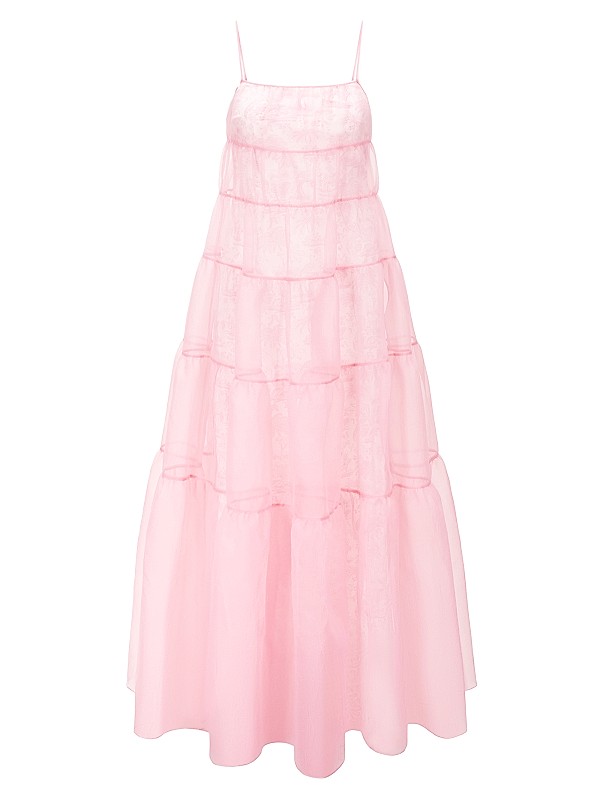 Organza Ruffle Dress in Black Blossom Organza Ruffle Dress in Black Blossom