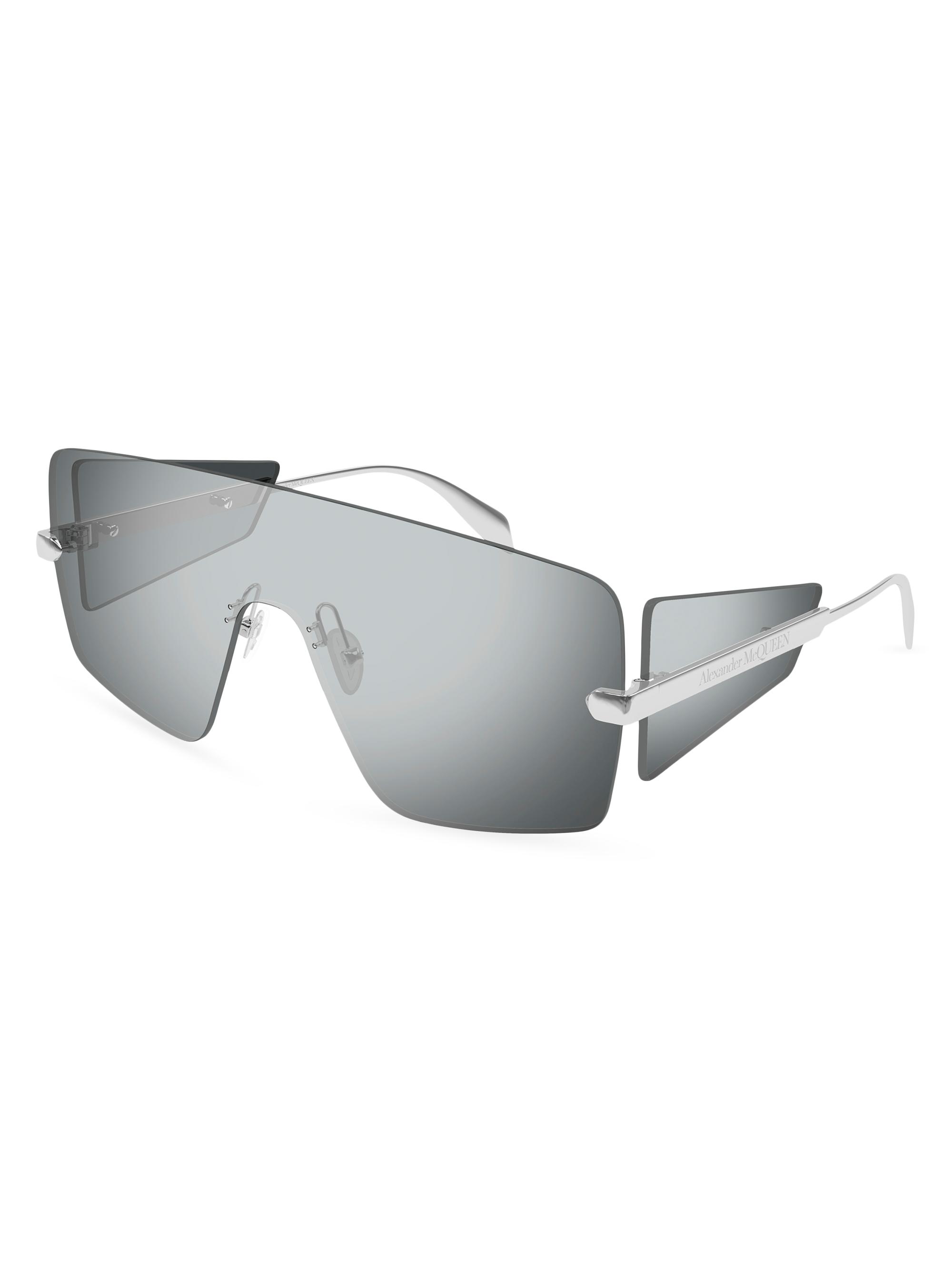 McQueen Women's Flat Mask 99MM Sunglasses - Silver Grey