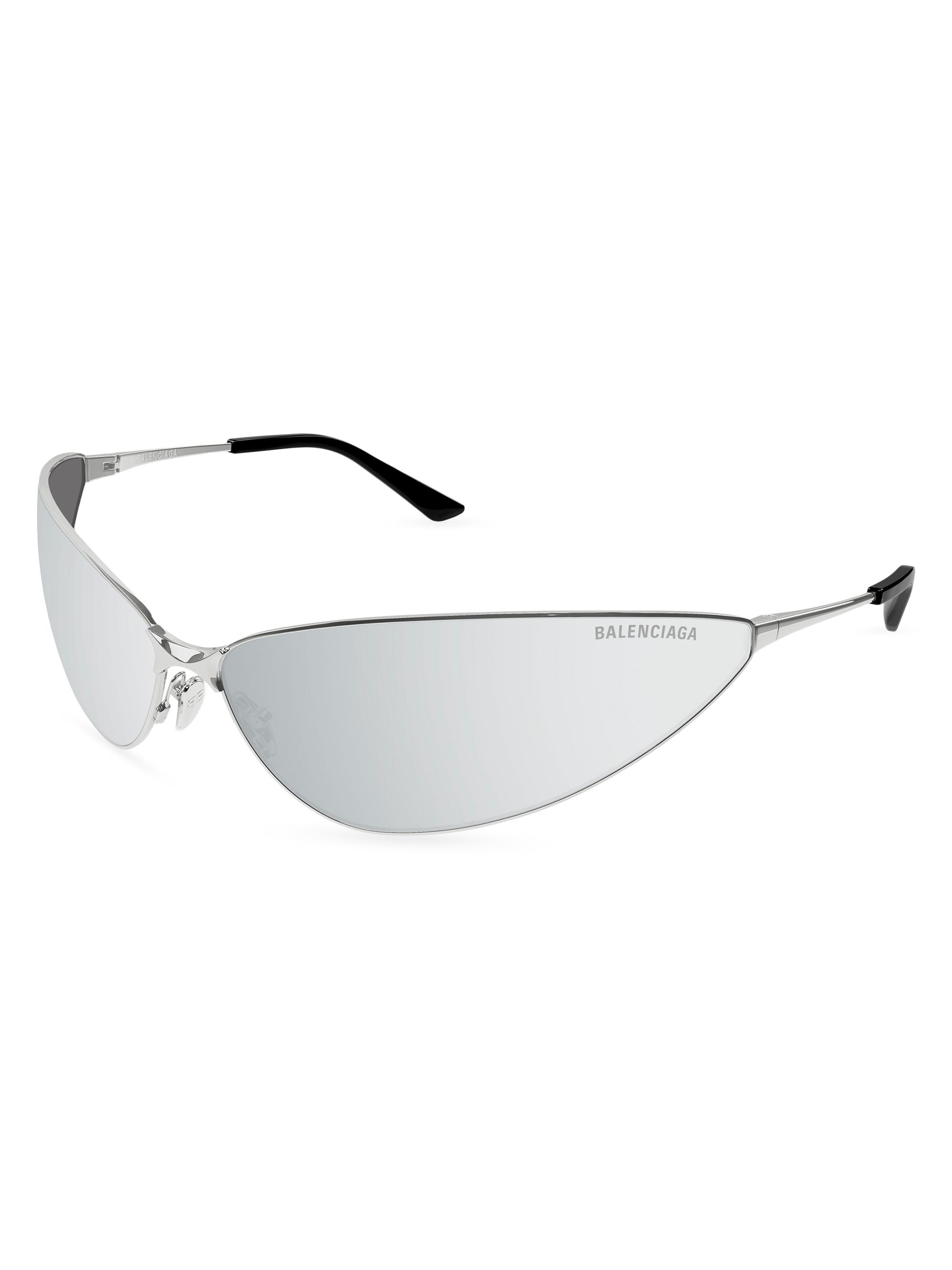 Balenciaga Women's Razor 93MM Wrap Sunglasses - Silver Grey