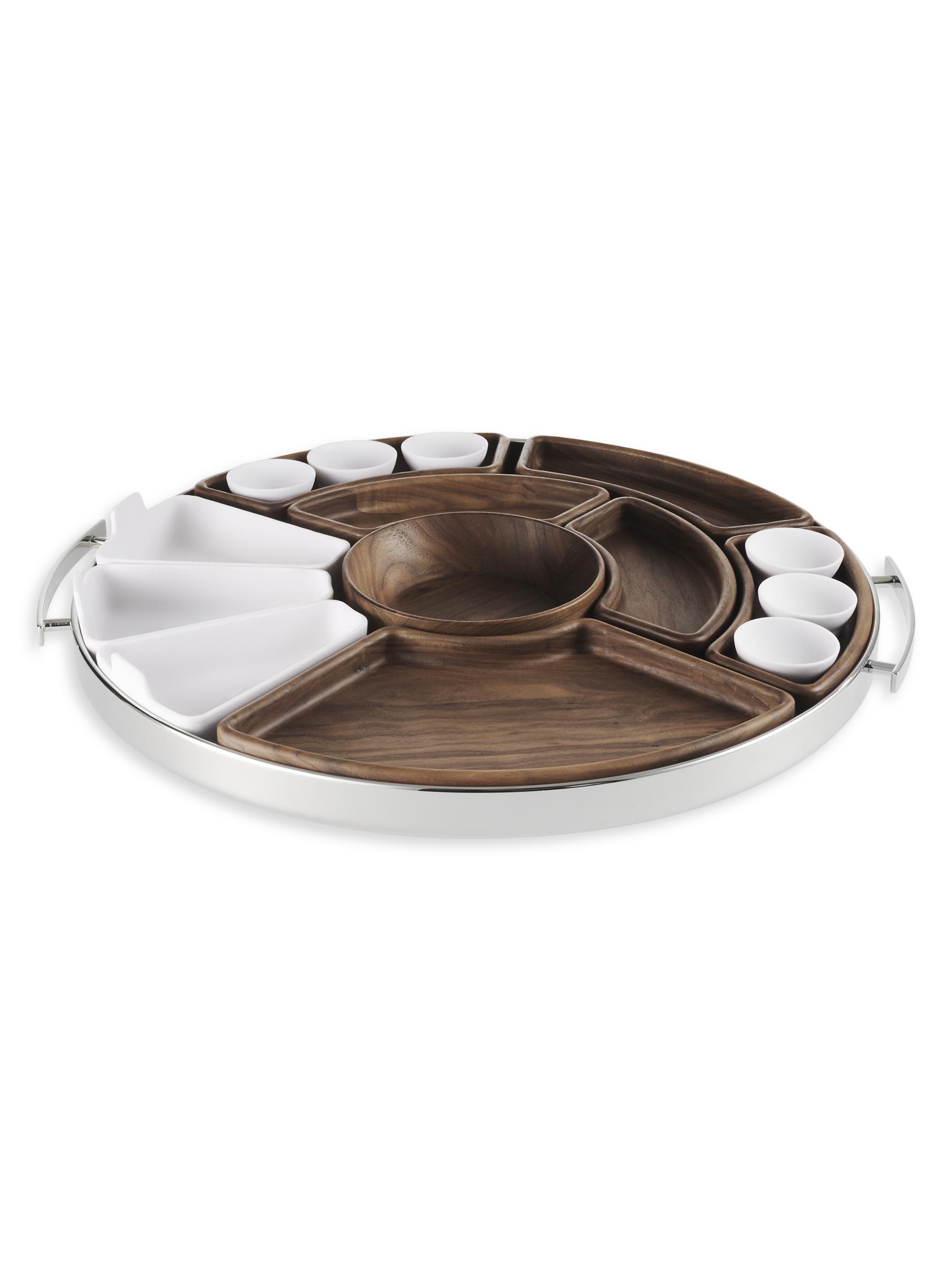 Christofle Mood Stainless Steel, Walnut & Porcelain 10-Piece Party