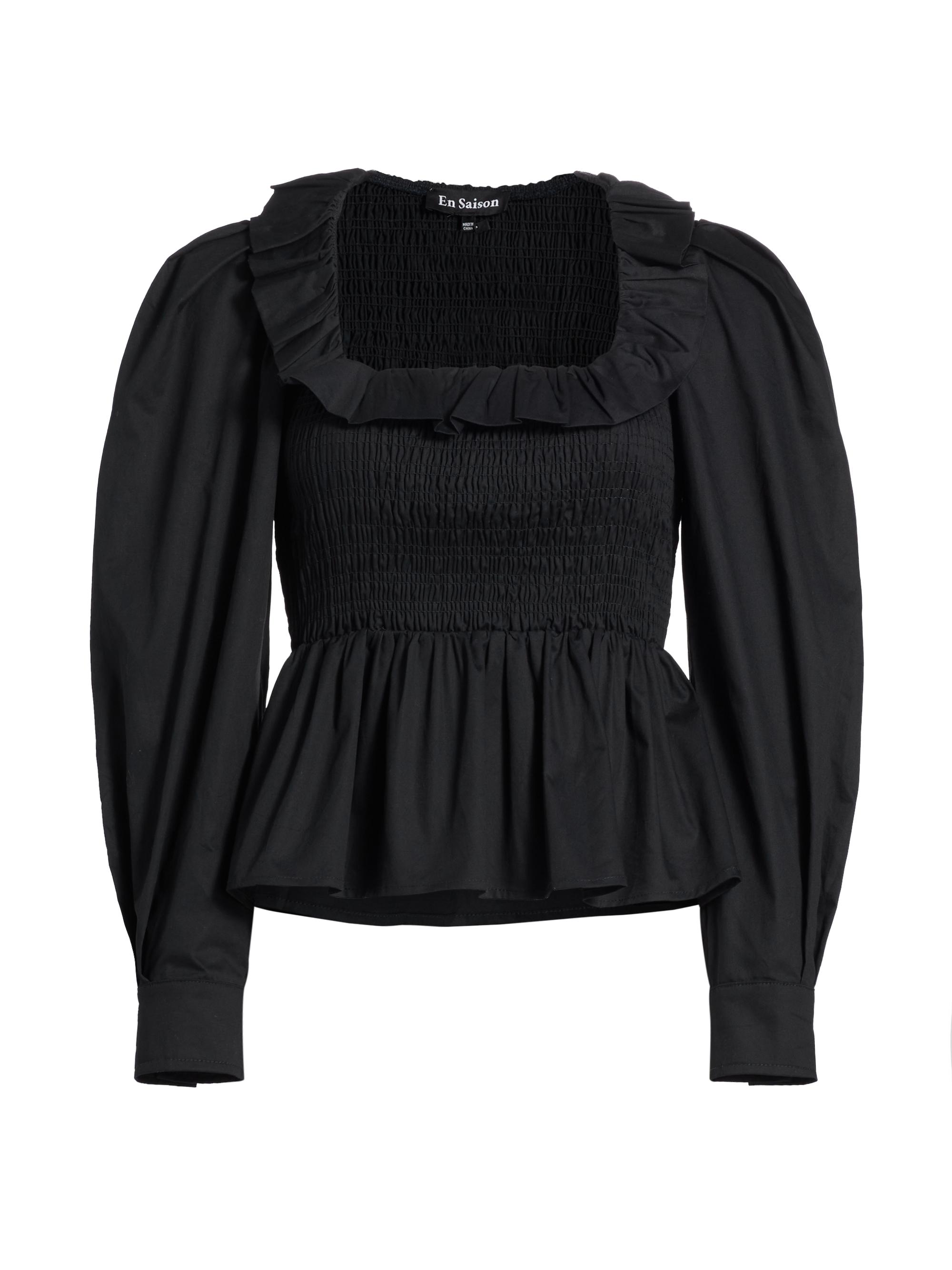 En Saison Women's Bowie Smocked Cotton Blouse - Navy