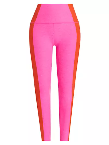 Premium Bright Pink Ribbed High-Waisted Leggings