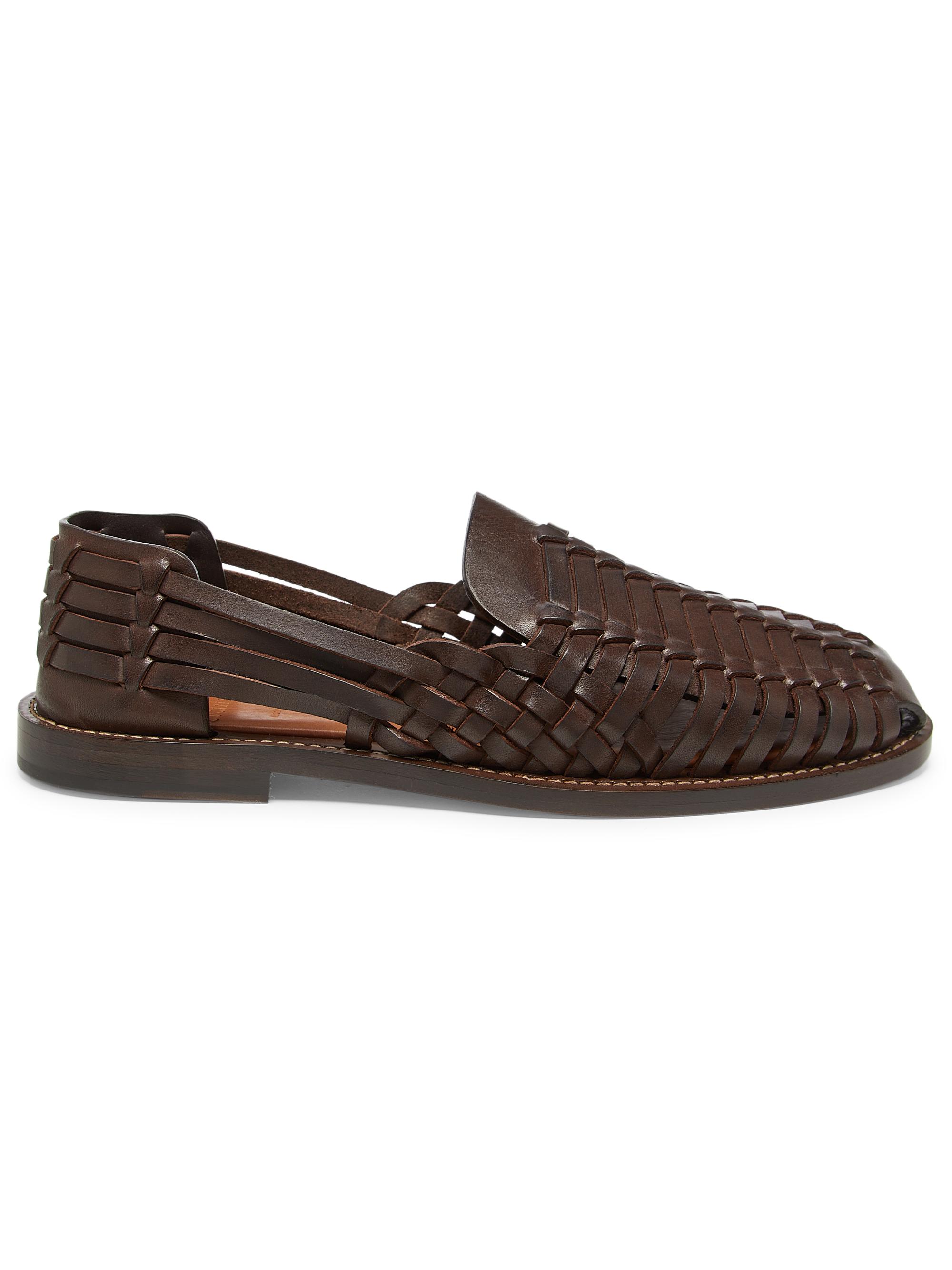 Brunello Cucinelli Men's Woven Leather Sandals - Brown