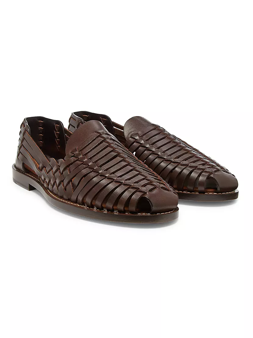 Brunello Cucinelli Woven Leather Fisherman Sandals in Brown | Men's Size 43