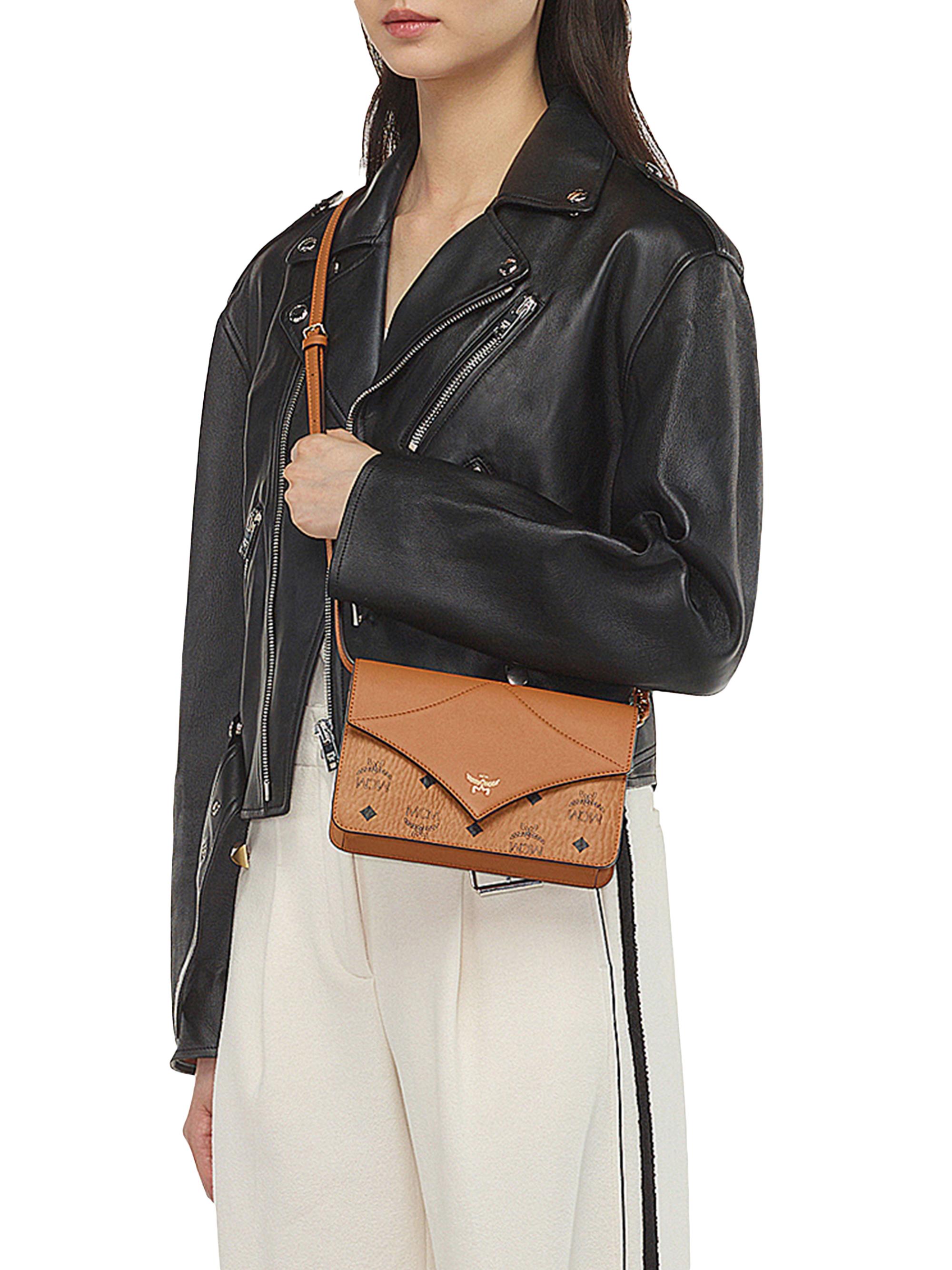 MCM Diamond Mini Visetos & Leather Shoulder Bag | Saks Fifth Avenue